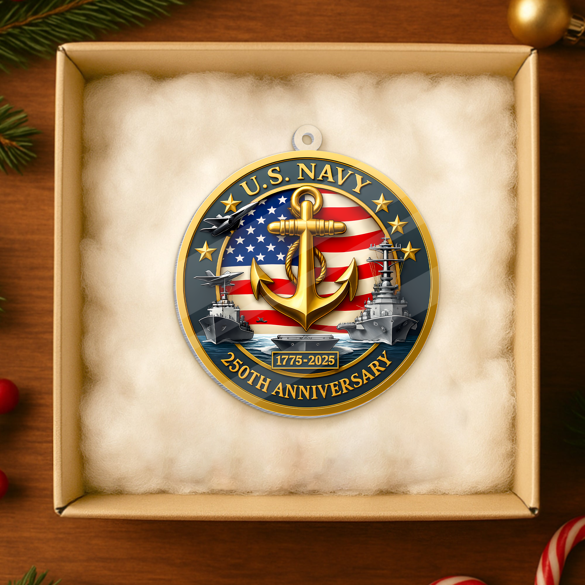 Navy 250th Anniversary Acrylic Ornament