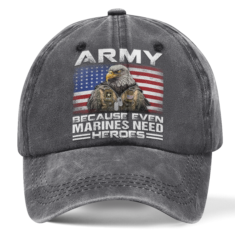 Personalizable Army Because Even Marines Need Heroes Washed Cap