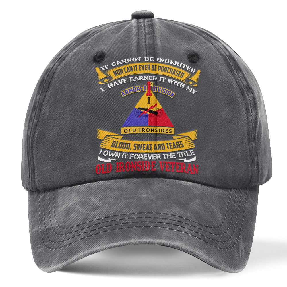 Personalizable Army 1st Armored Division Washed Cap