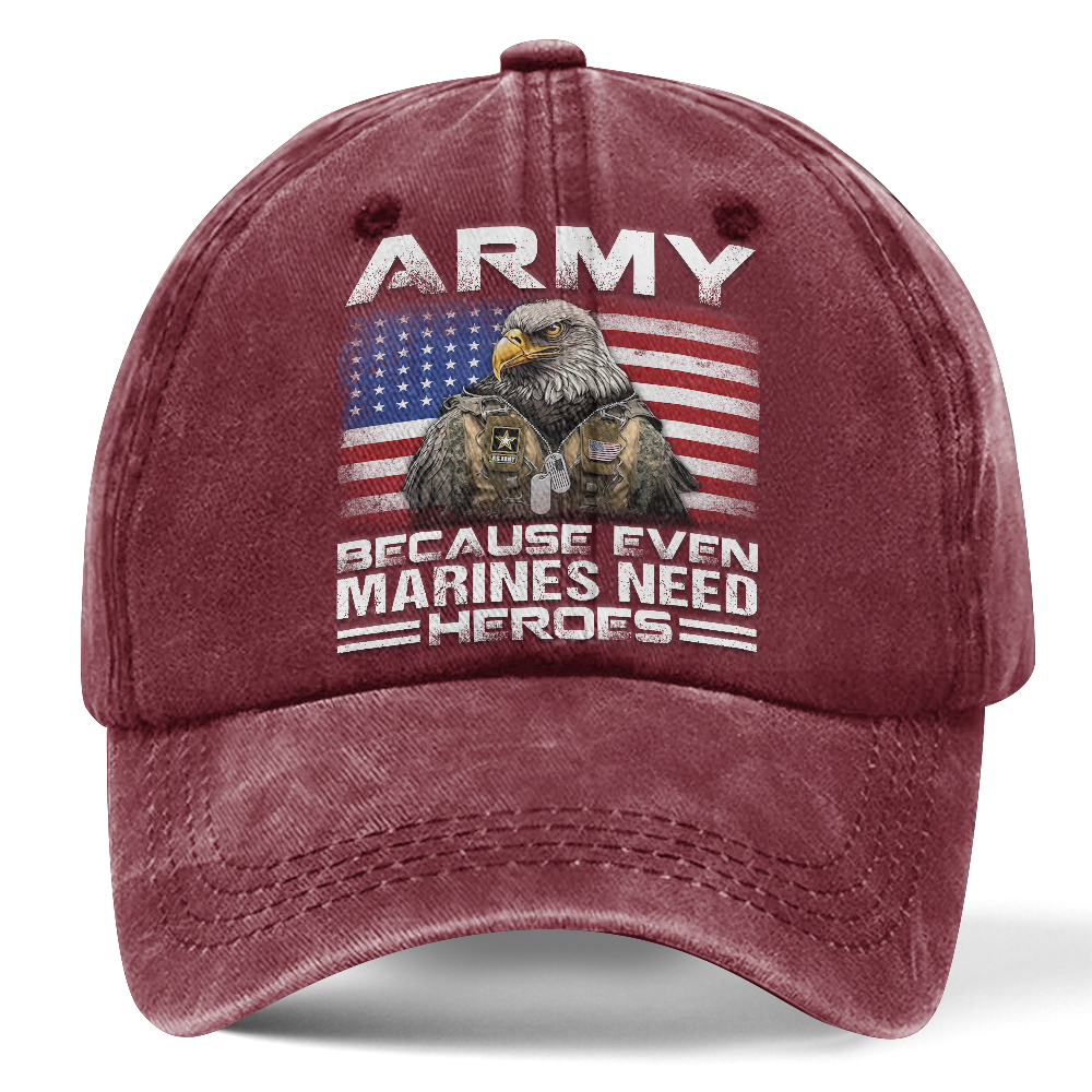 Personalizable Army Because Even Marines Need Heroes Washed Cap