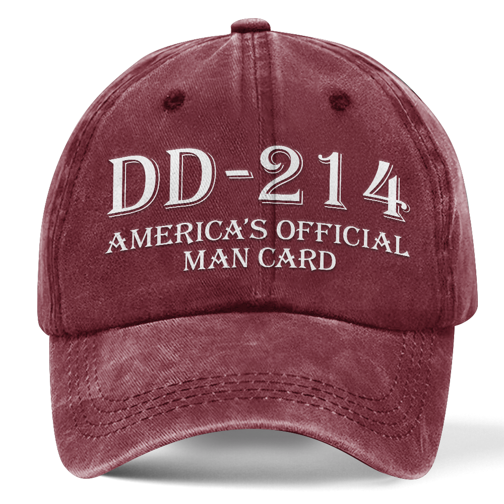 Personalizable US Veteran DD-214 America's Official Man Card Washed Cap