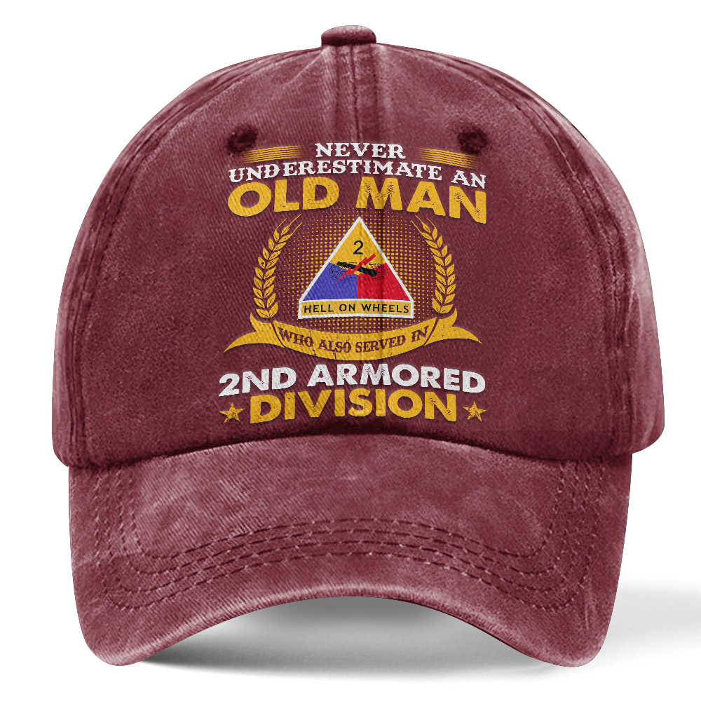 Personalizable Army 2nd Armored Division Washed Cap