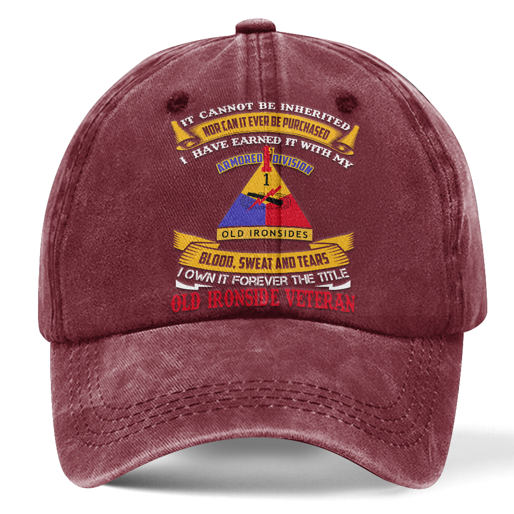 Personalizable Army 1st Armored Division Washed Cap