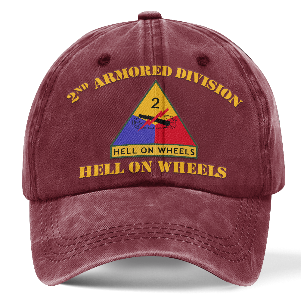 Personalizable Army 2nd Armored Division Washed Cap