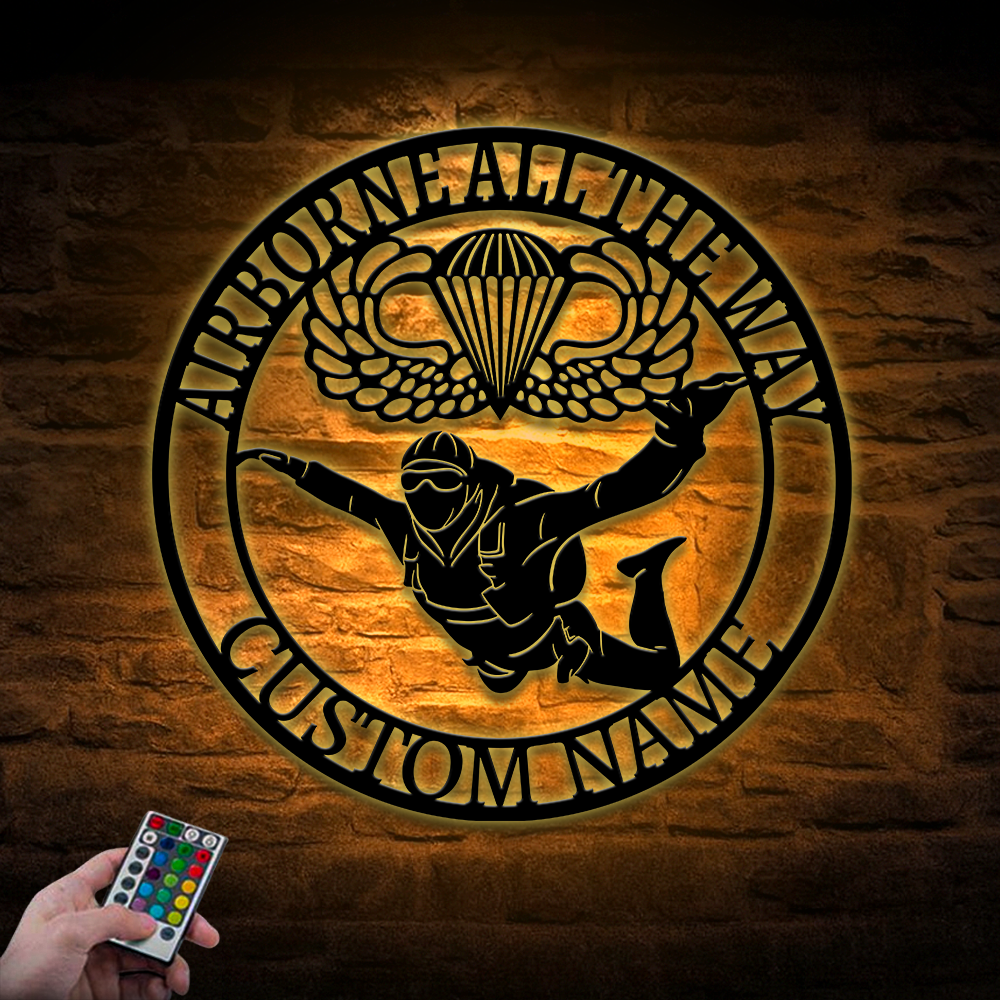 Personalized Airborne All The Way Metal Sign Wall Art