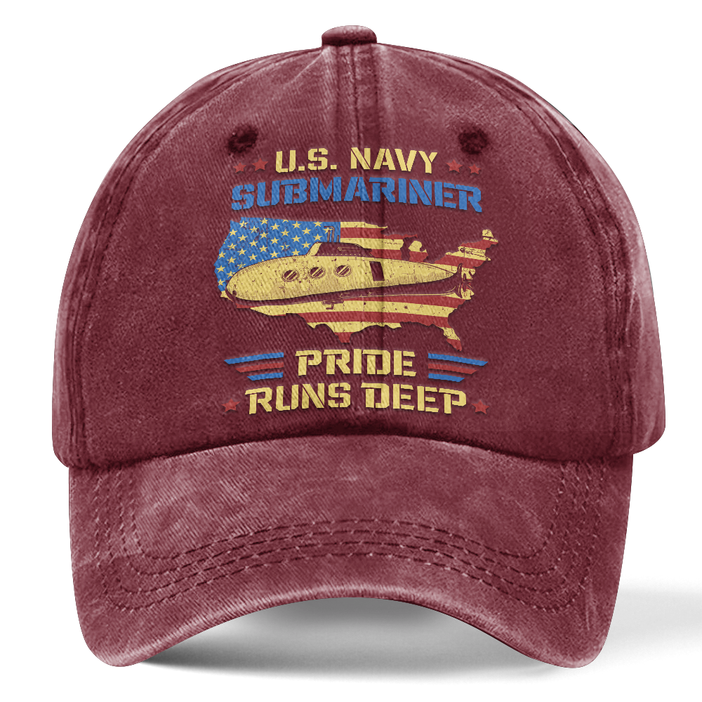 Navy Submarine Washed Cap