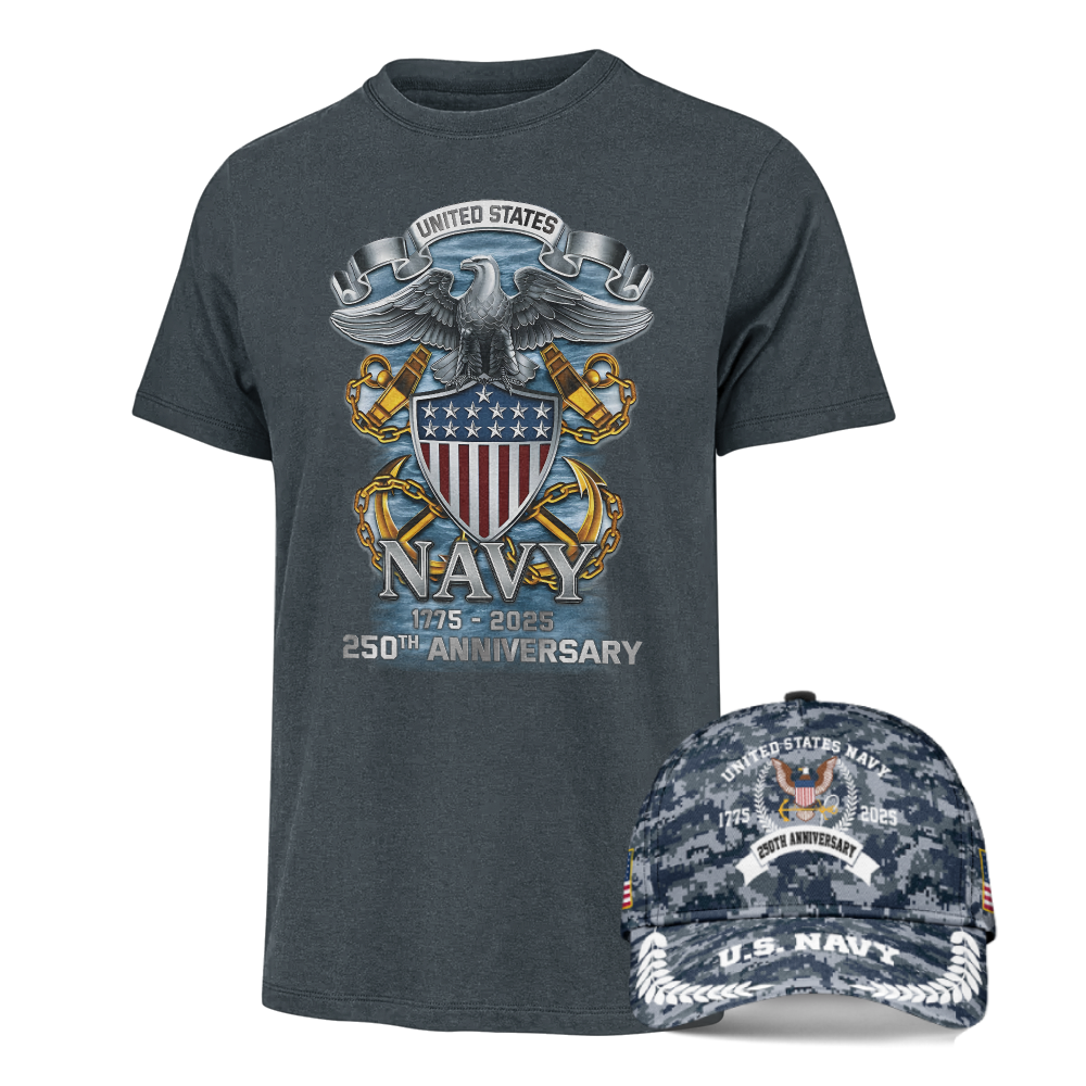 Navy 250th Anniversary Classic Cap & Classic Tee Combo