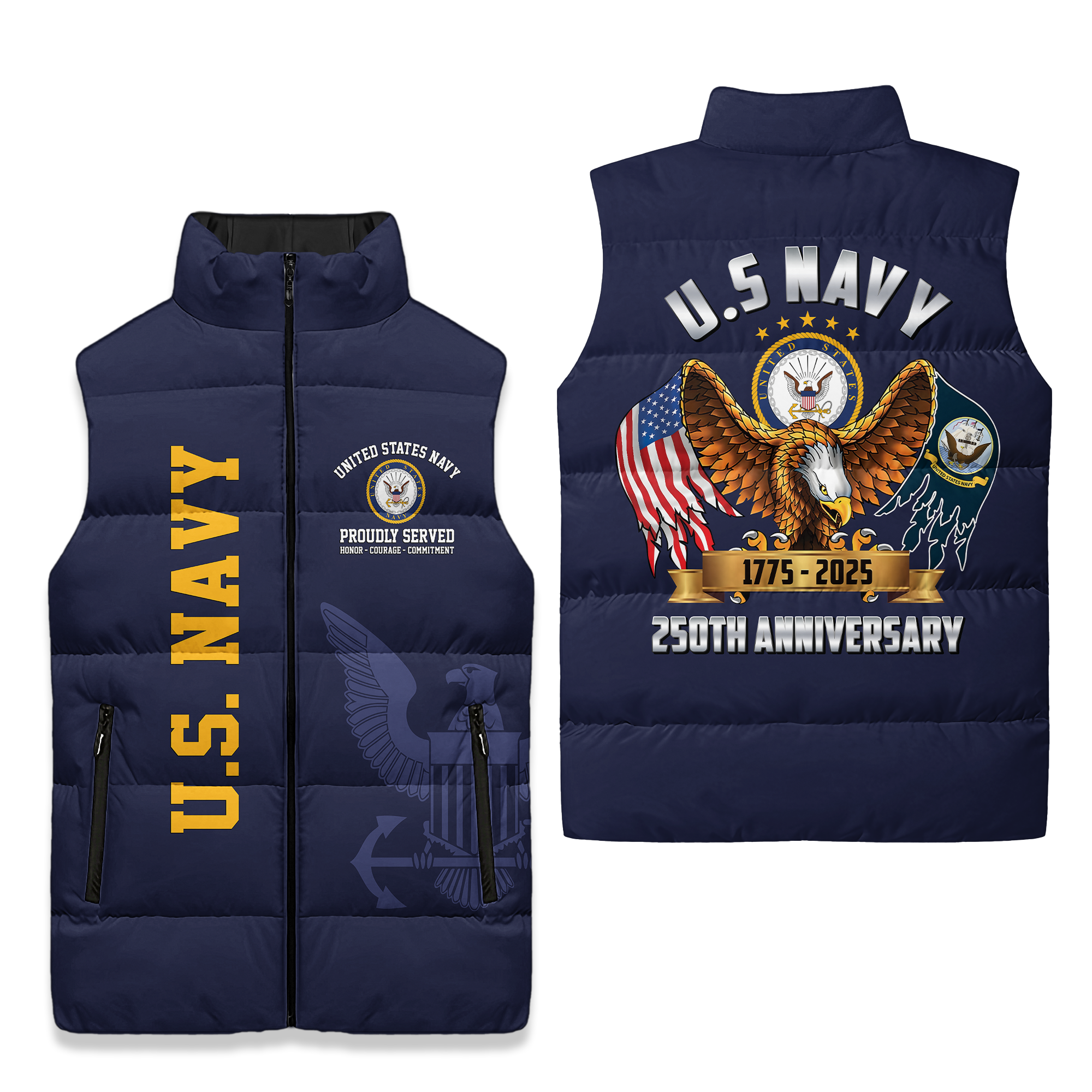 Navy 250th Anniversary Puffer Vest