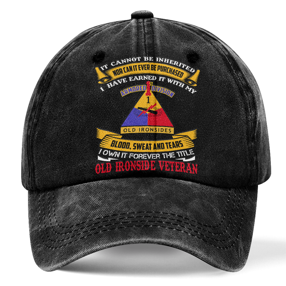 Personalizable Army 1st Armored Division Washed Cap