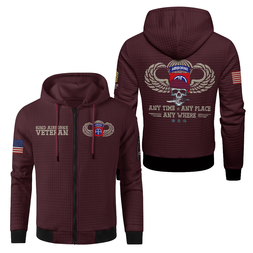 Personalizable 82nd Airborne Waffle Hooded Jacket
