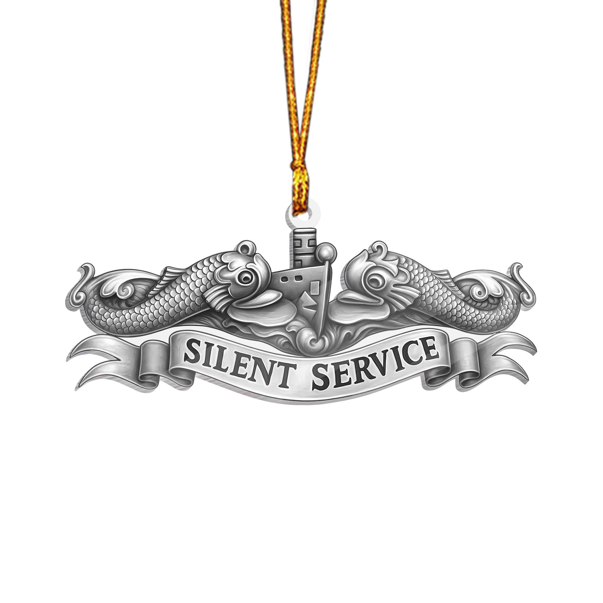 Navy Submarine Silver Dolphins Silent Service Acrylic Ornament