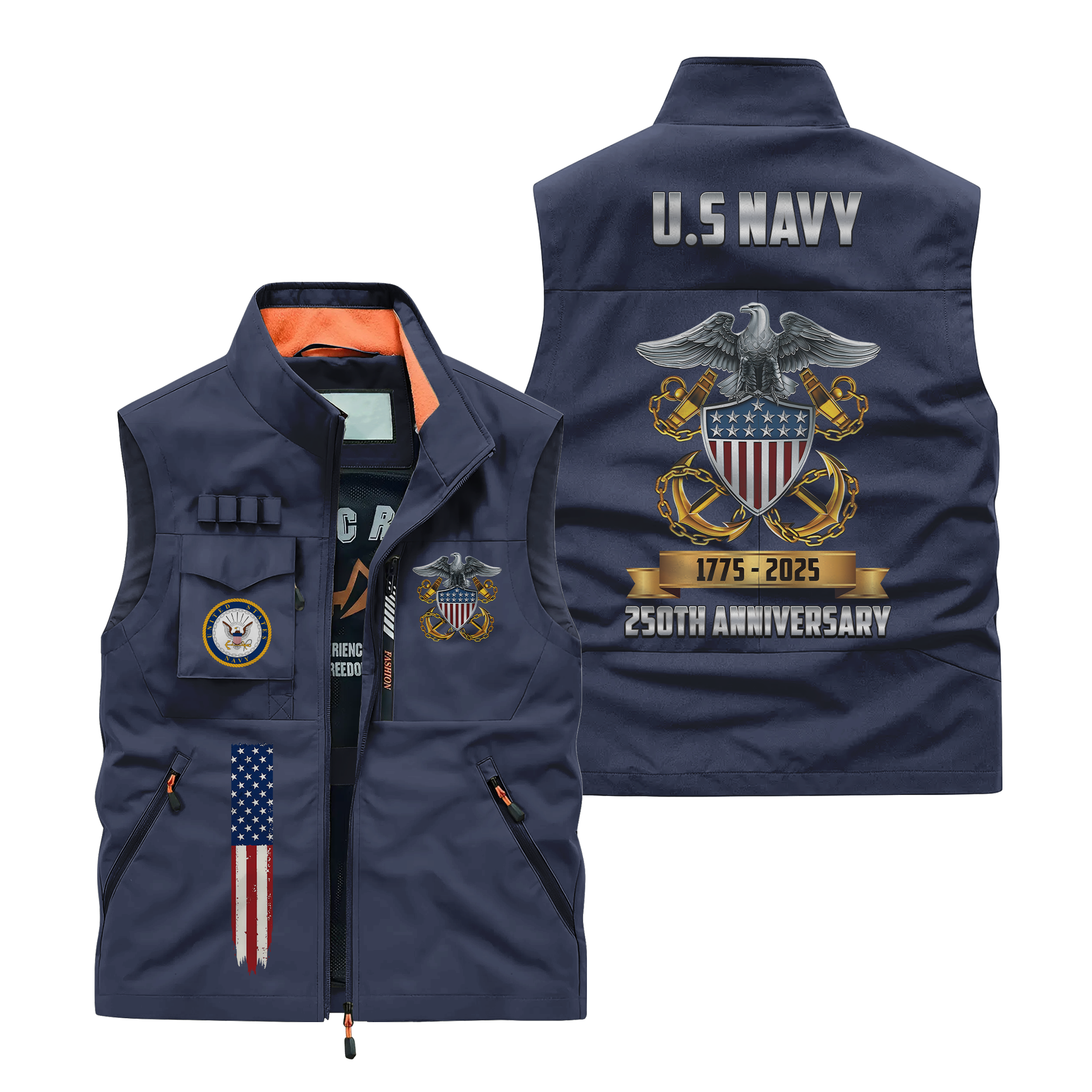 Navy 250th Anniversary Pocket Vest