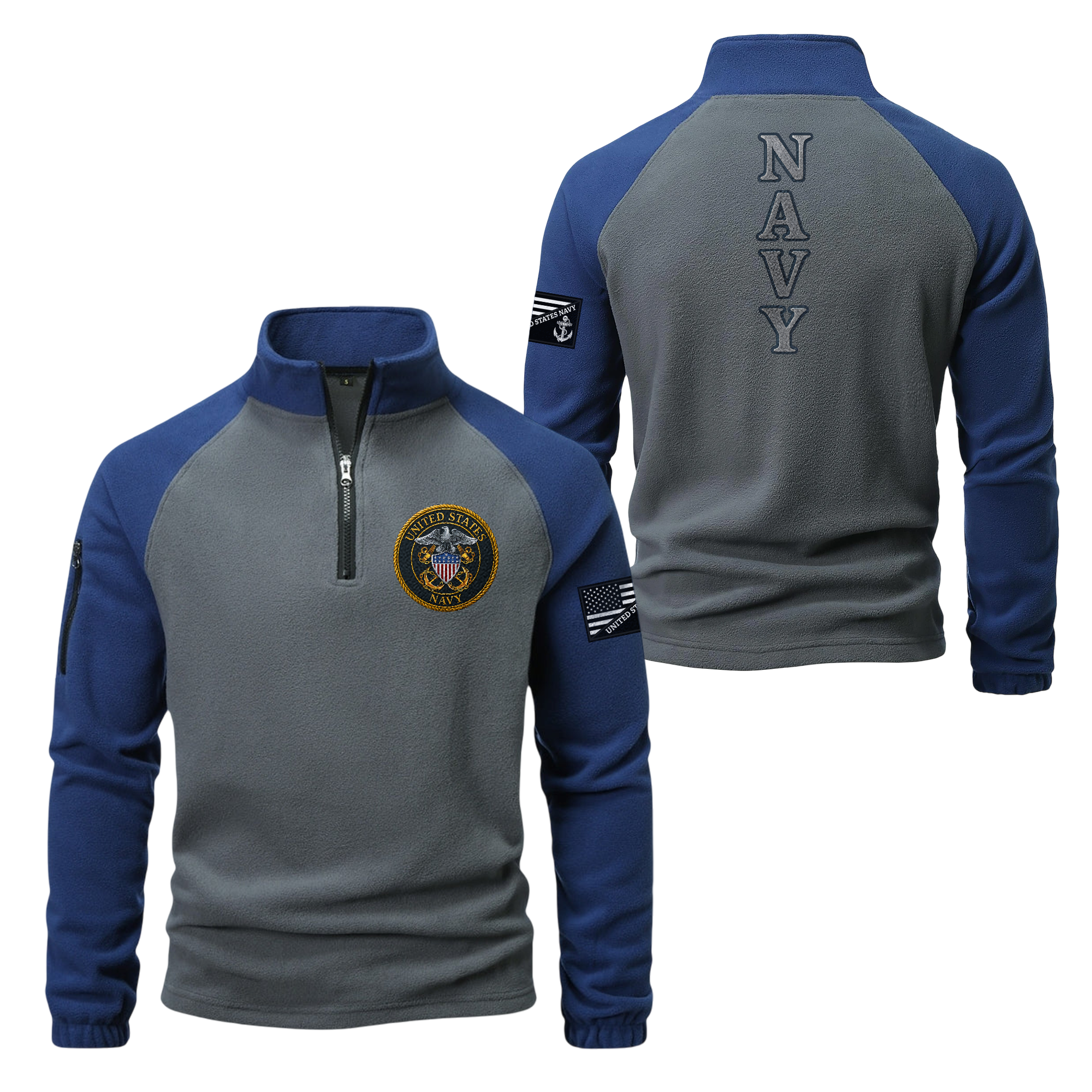 Navy Anchor Half-Zip Raglan Sweatshirt