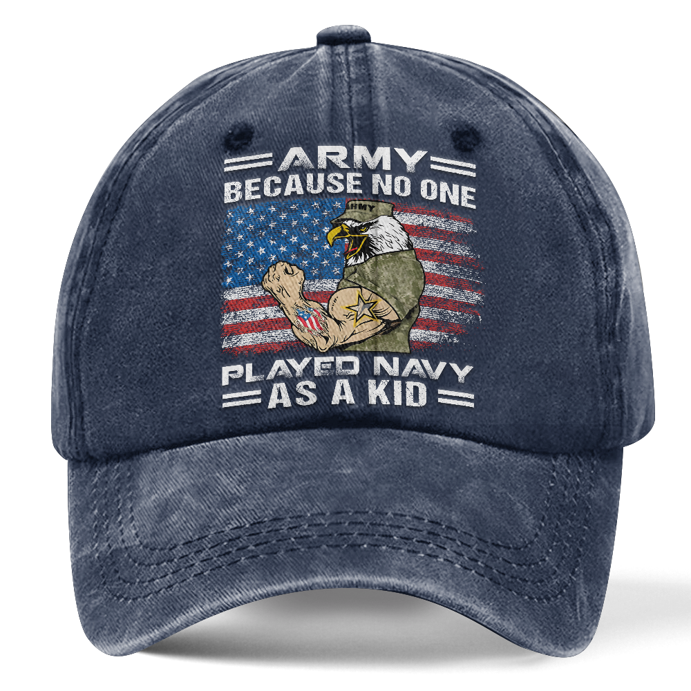Personalizable Army Because No One Played Navy As A Kid Washed Cap