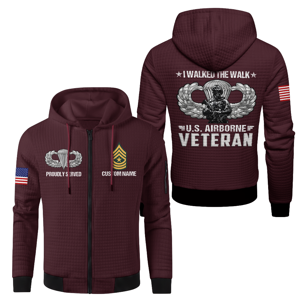Personalizable Airborne I Walked The Walk Waffle Hooded Jacket