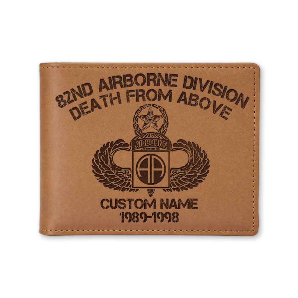 Personalizable 82nd Airborne Division Genuine Leather Wallet