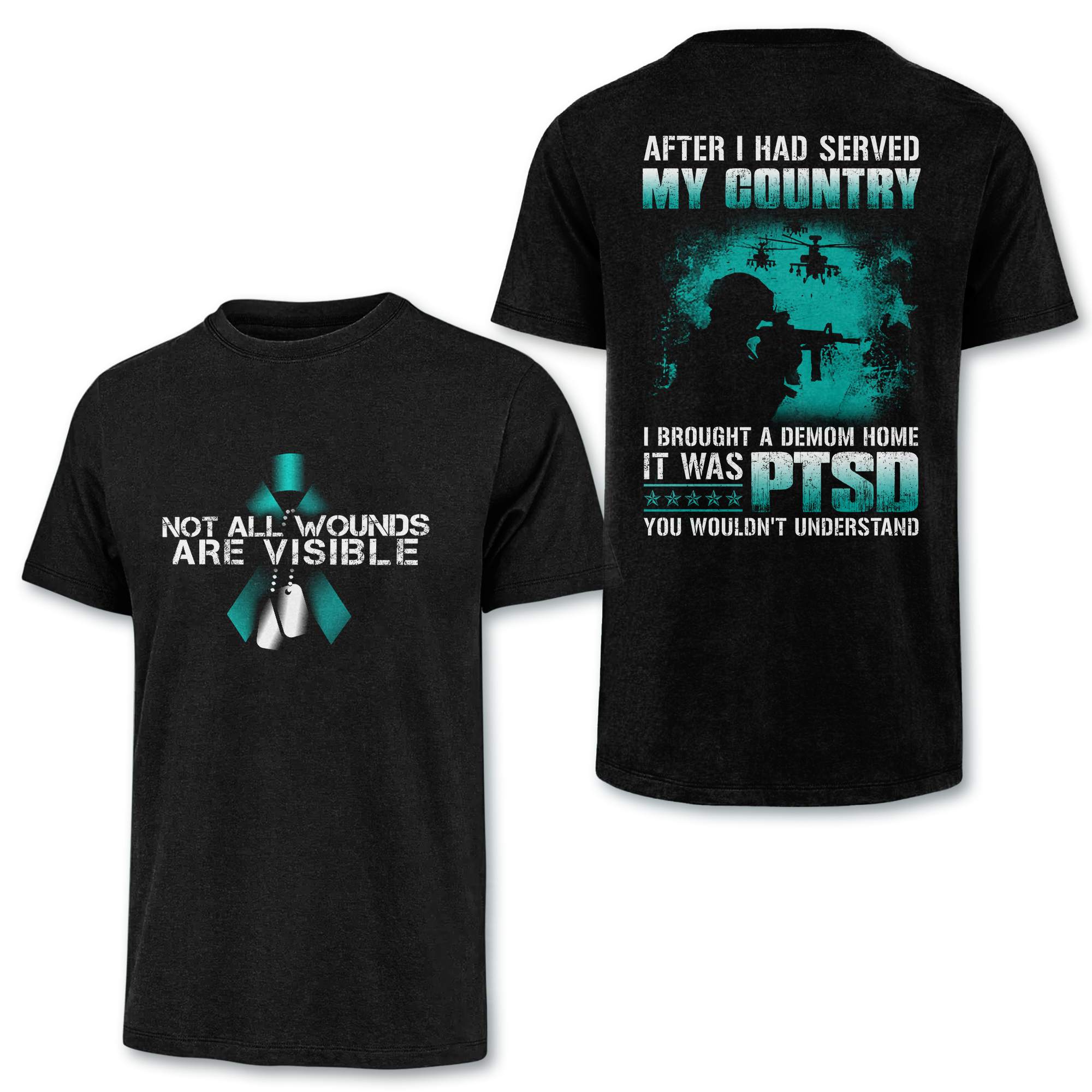 PTSD Not All Wounds Are Visible Double Sided Classic T-shirt