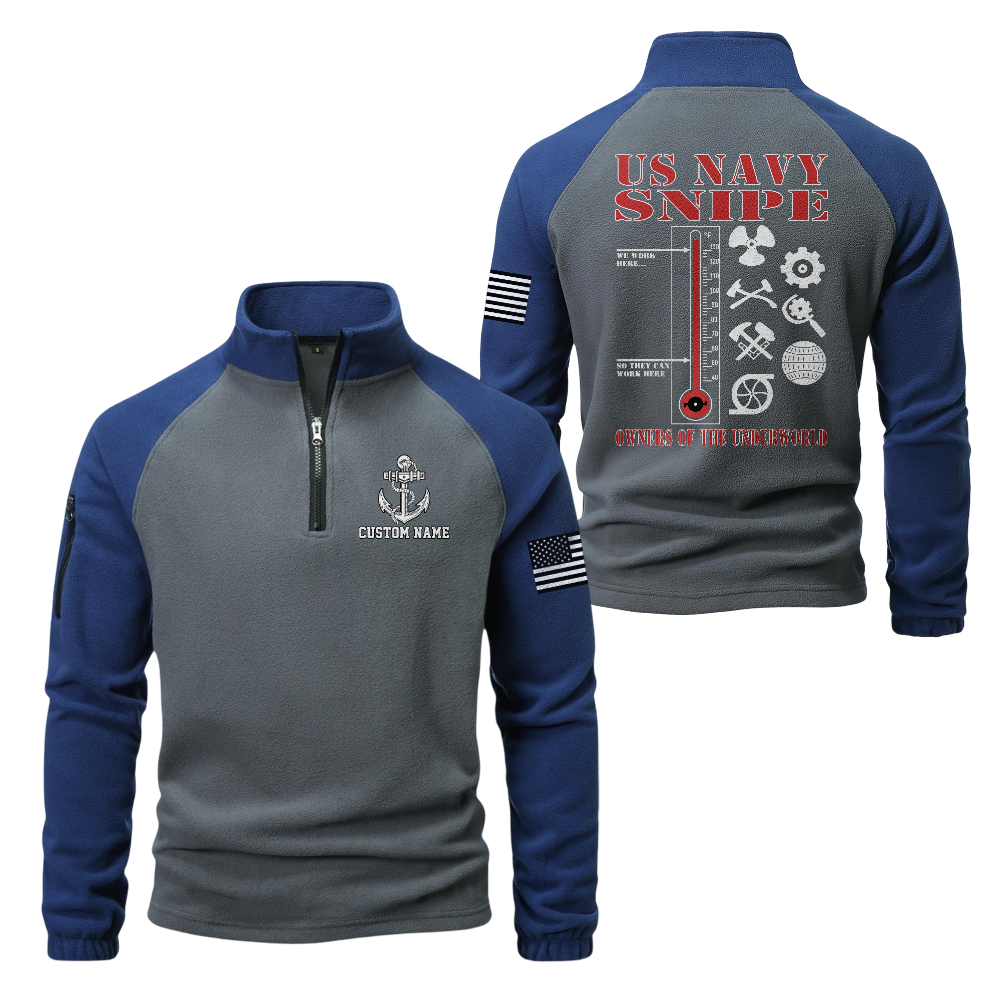 Personalizable Navy Snipes Half-Zip Raglan Sweatshirt