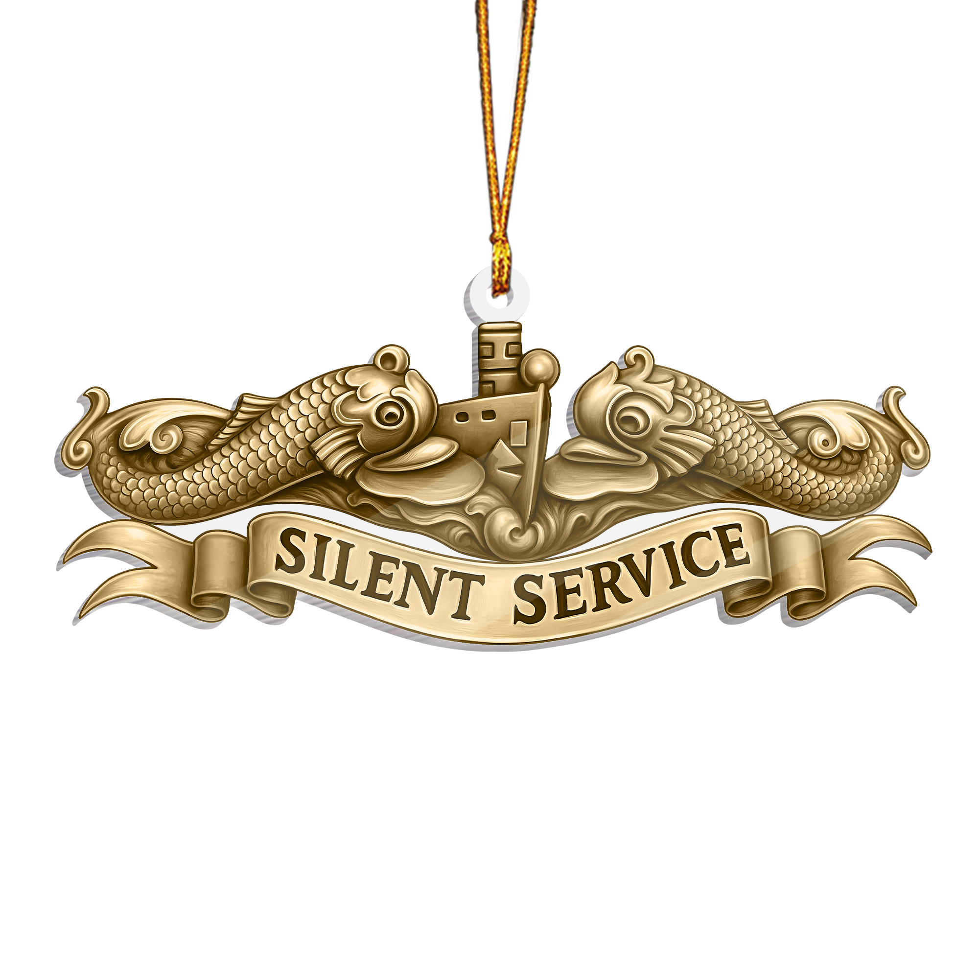 Navy Submarine Gold Dolphins Silent Service Acrylic Ornament