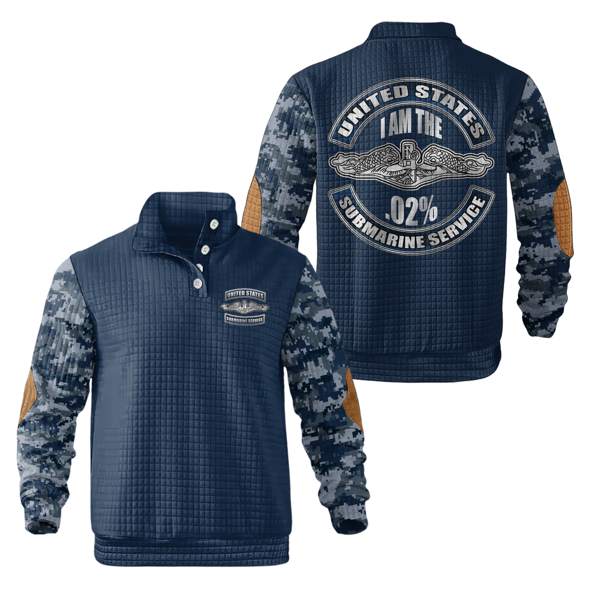 Navy Submarine I Am The .02% Waffle Stand Collar Sweatshirt