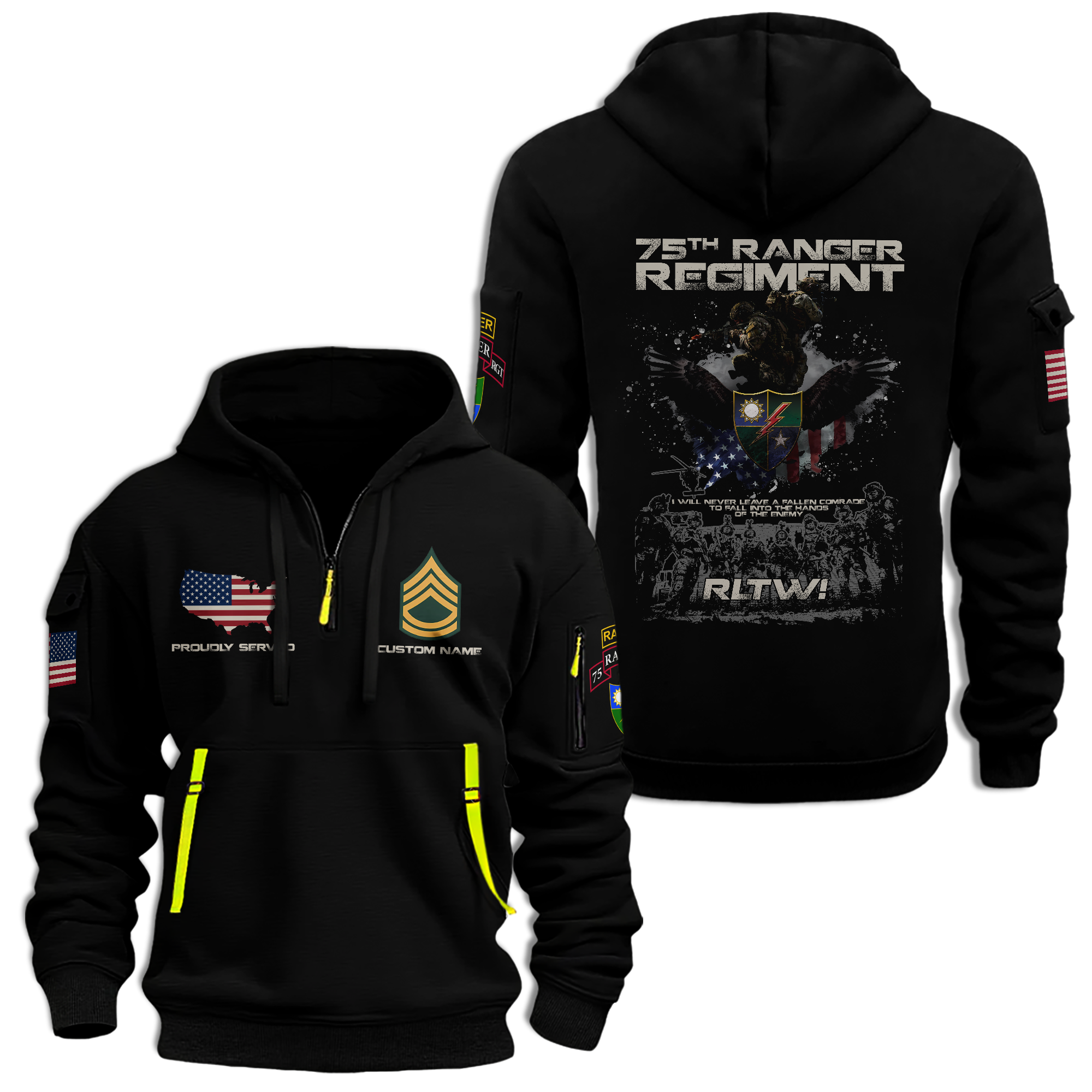 Personalizable 75th Ranger Regiment Quarter Zip Hoodie