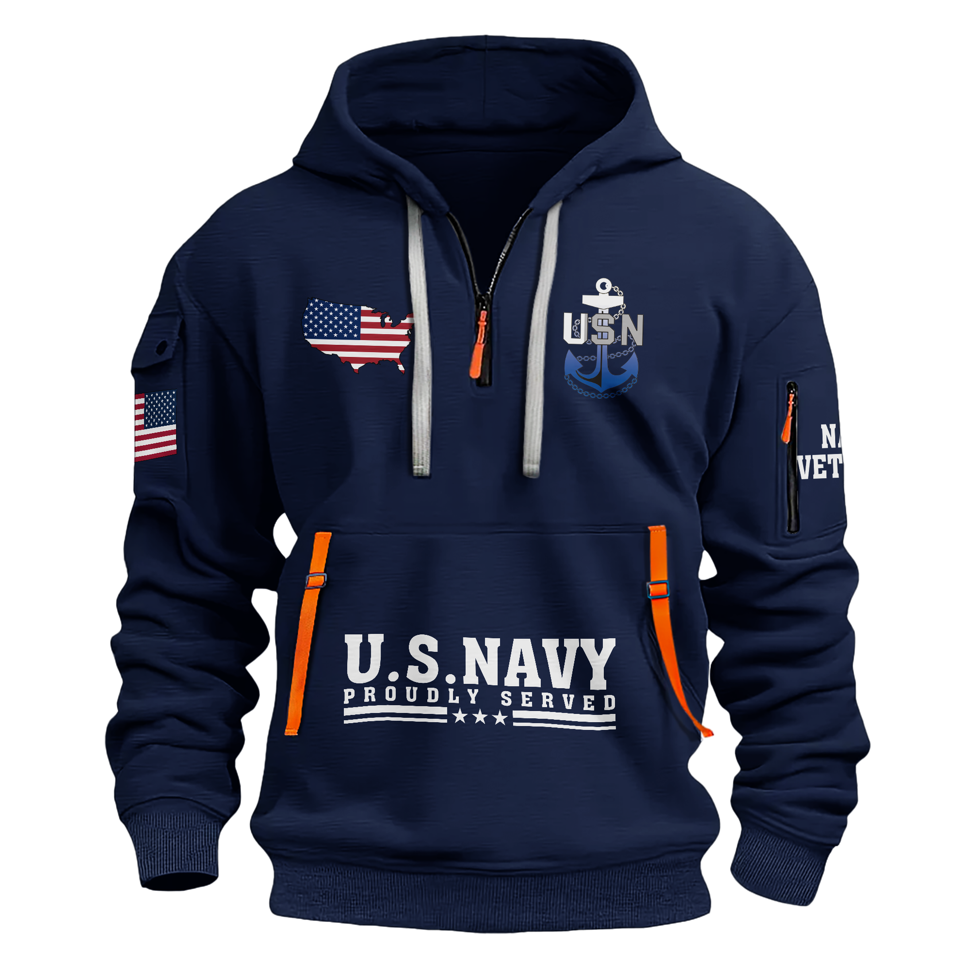 Navy Shellback Ancient Order Of The Deep Quarter Zip Hoodie