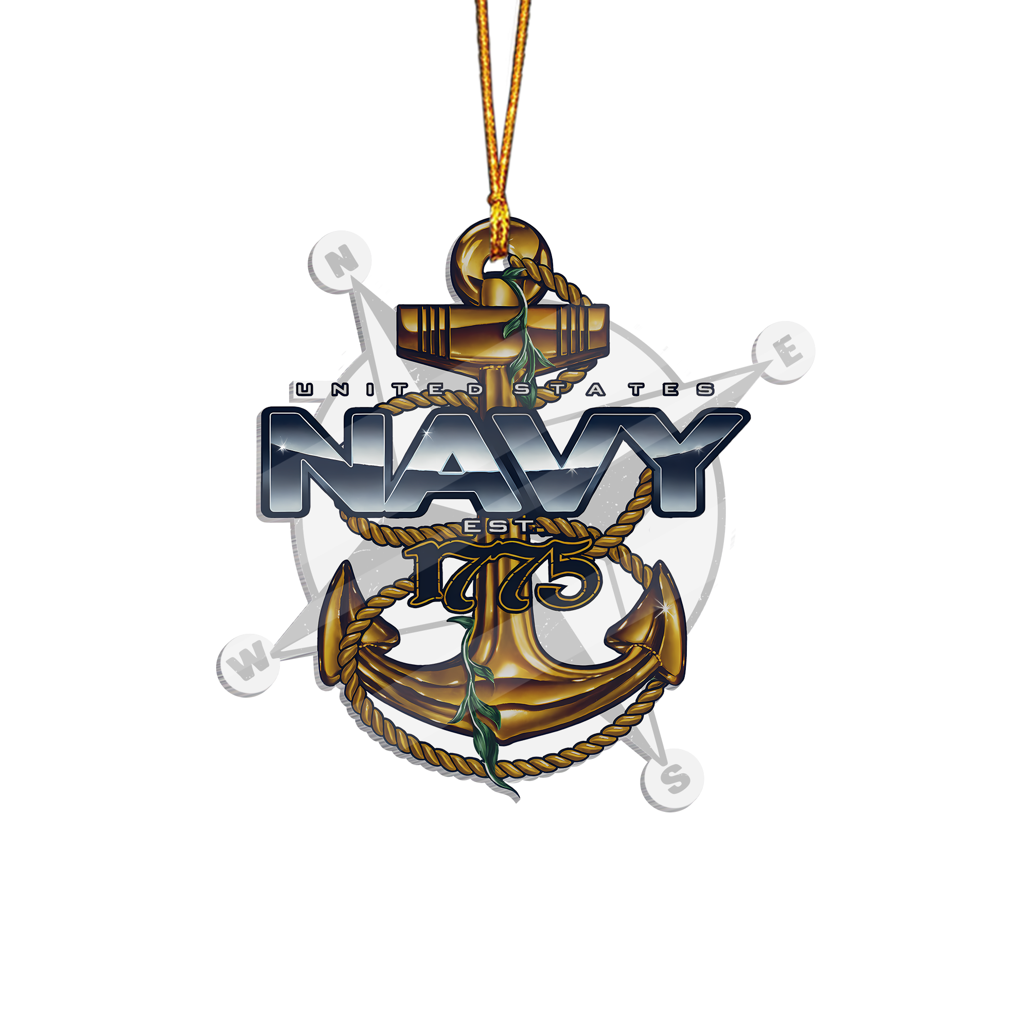 Navy Anchor Est 1775 Acrylic Ornament