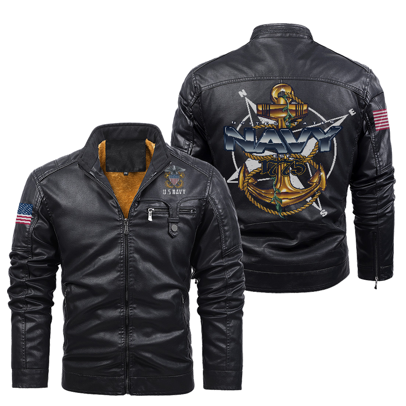 Navy Leather Jacket