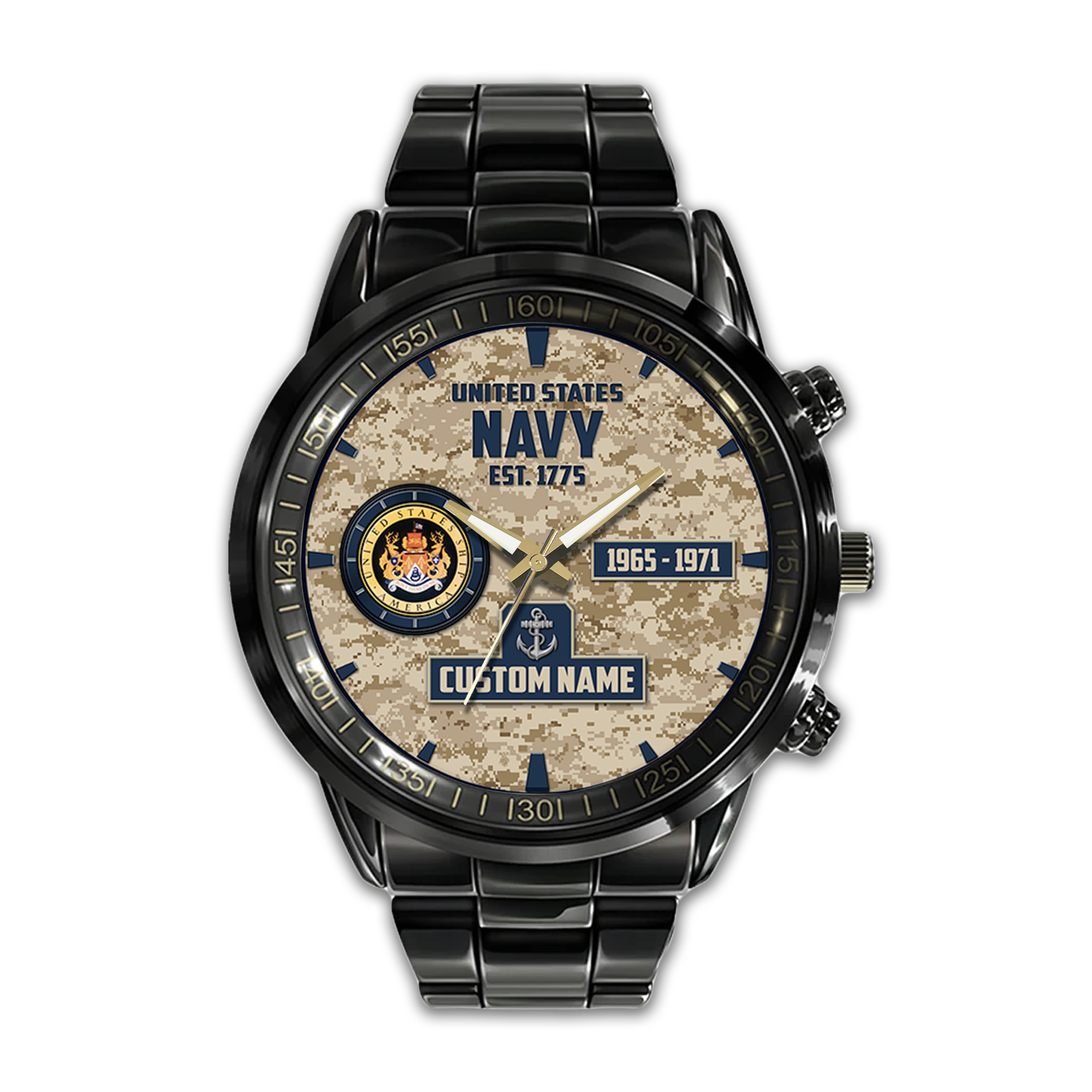 Personalizable Navy Aircraft Carrier Stainless Steel Watch