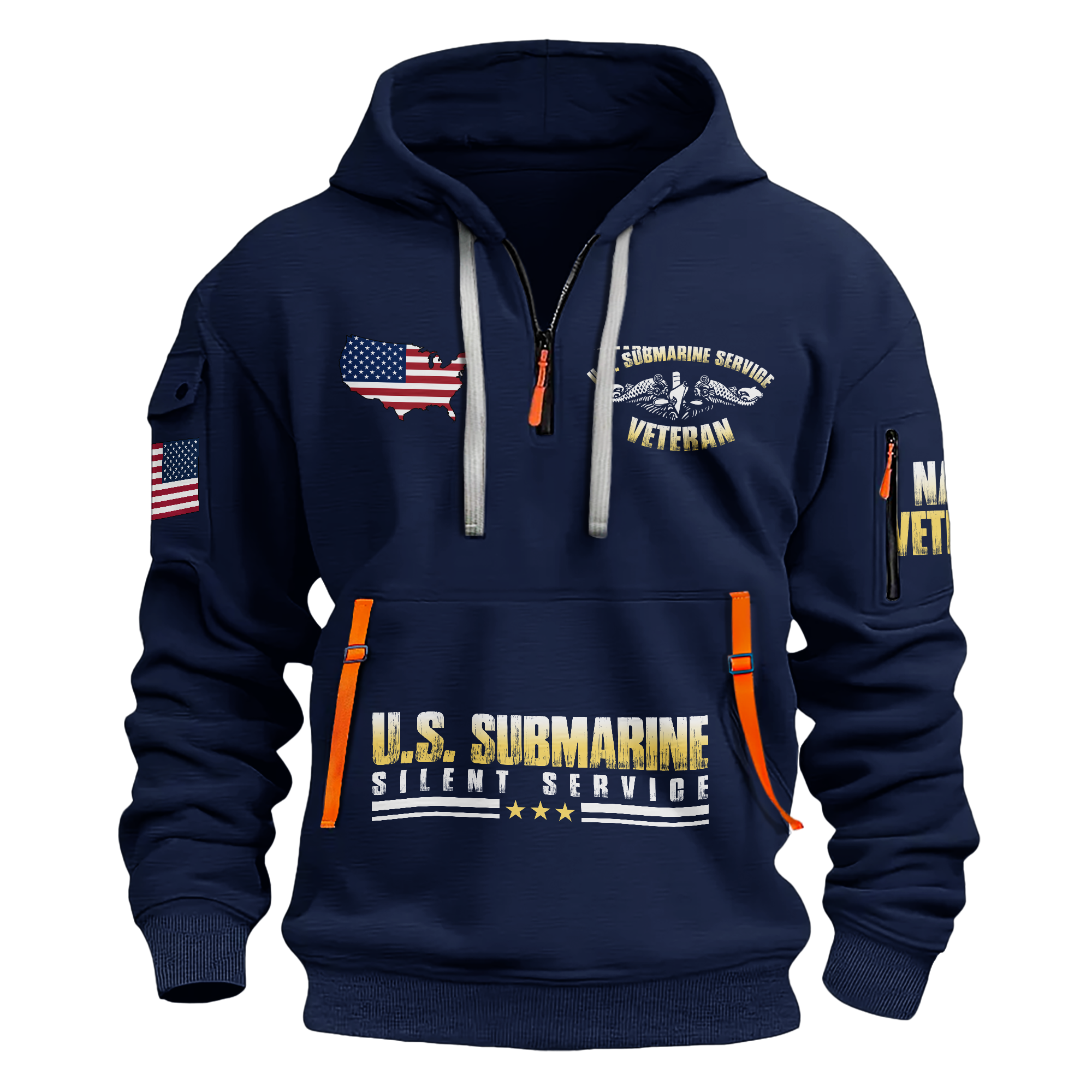 Navy Submarine Quarter Zip Hoodie