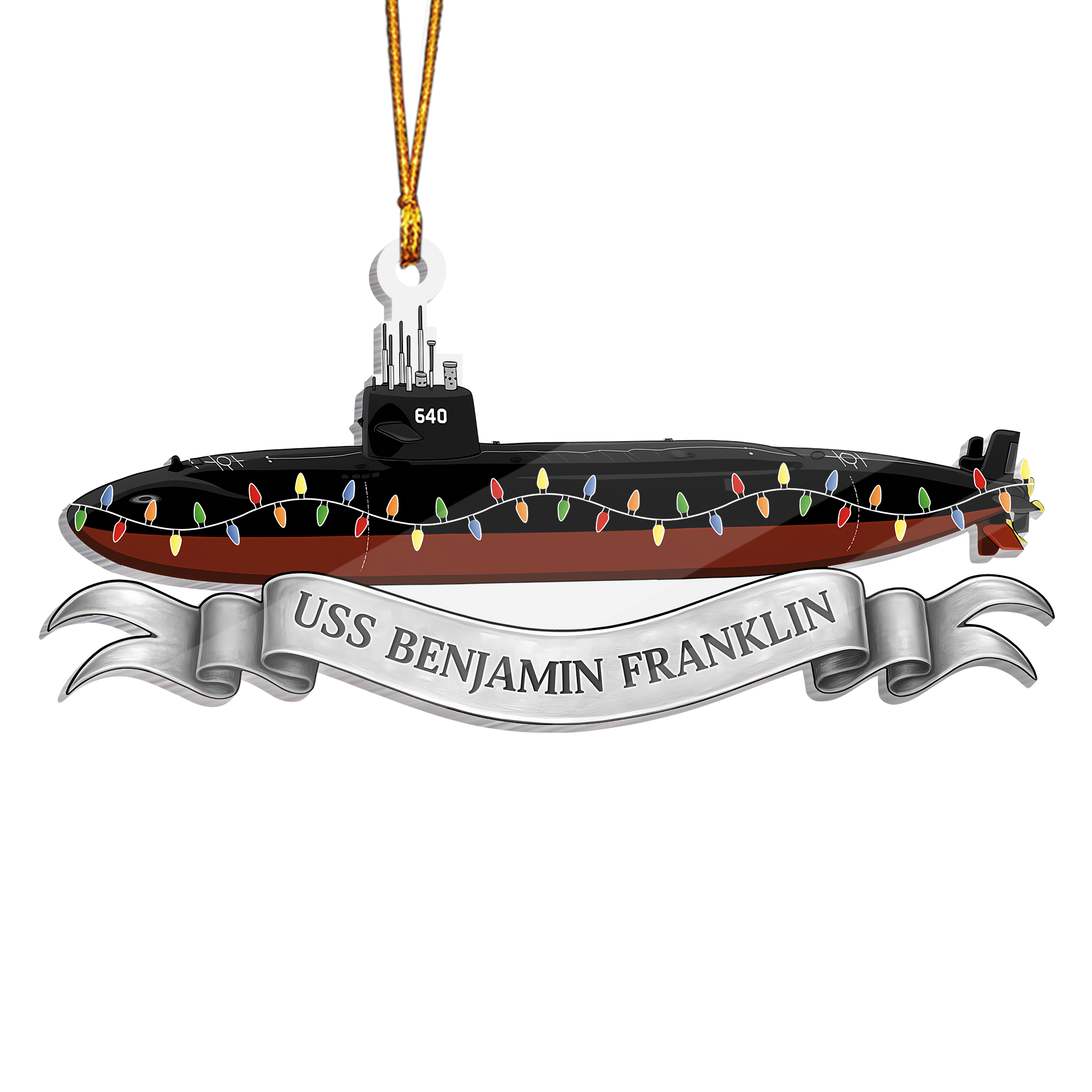 Personalizable Navy Submarine Ship Acrylic Ornament