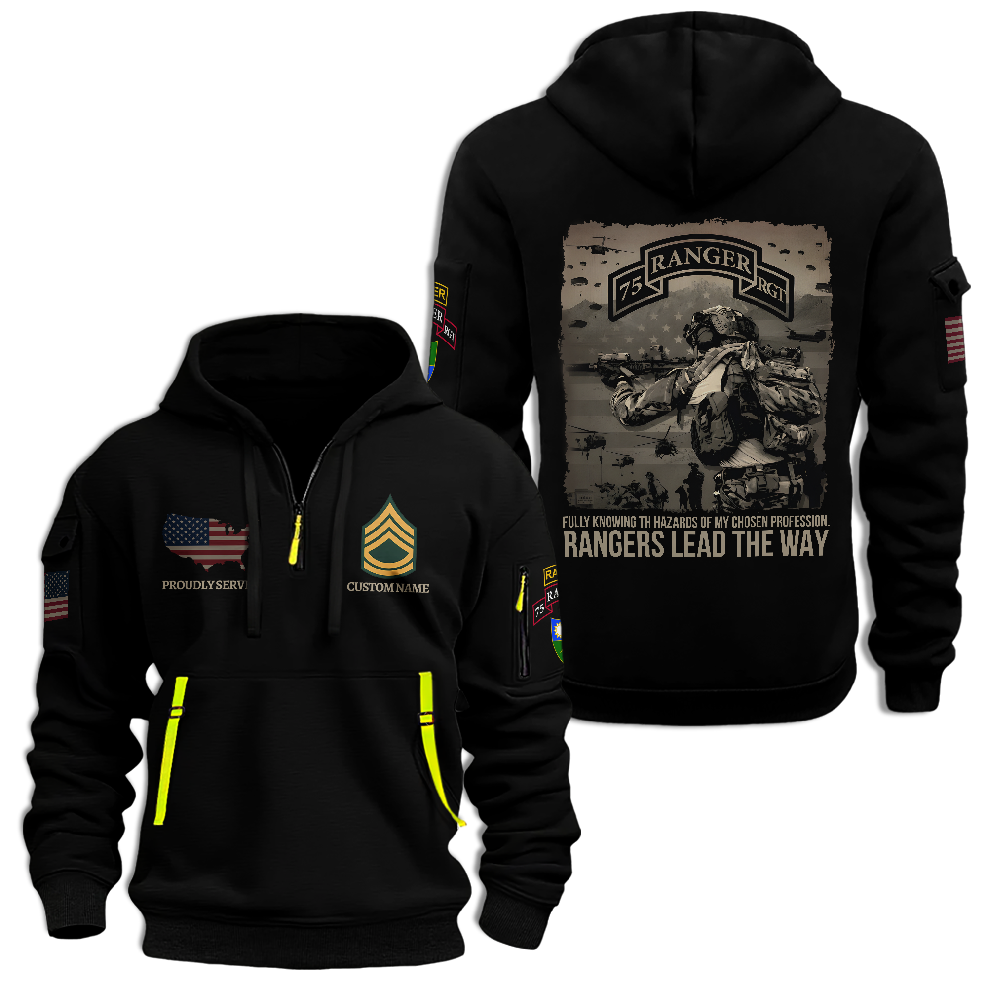 Personalizable 75th Ranger Regiment Quarter Zip Hoodie
