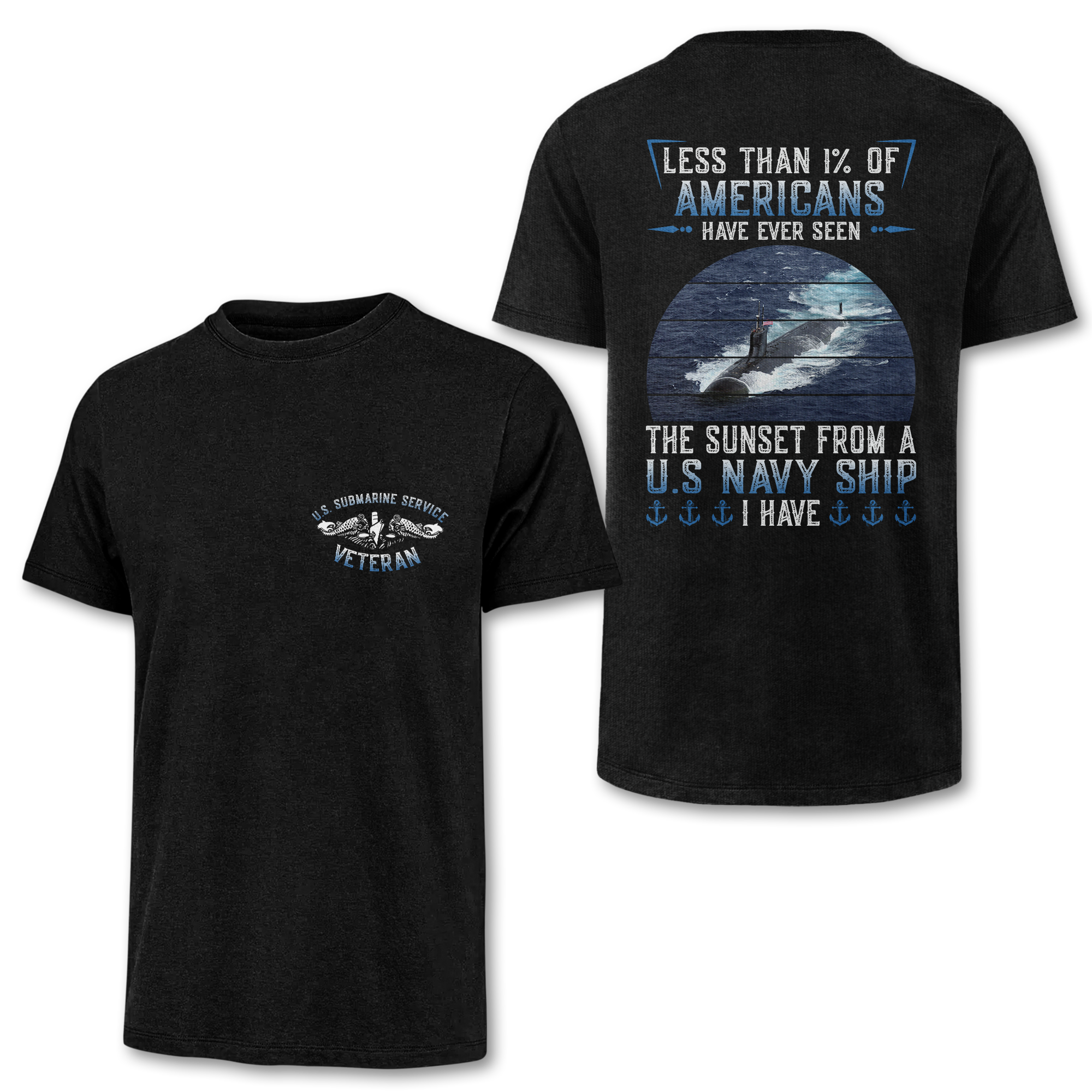Navy Submarine Less Than 1% Navy Ship Double Side Classic T-shirt