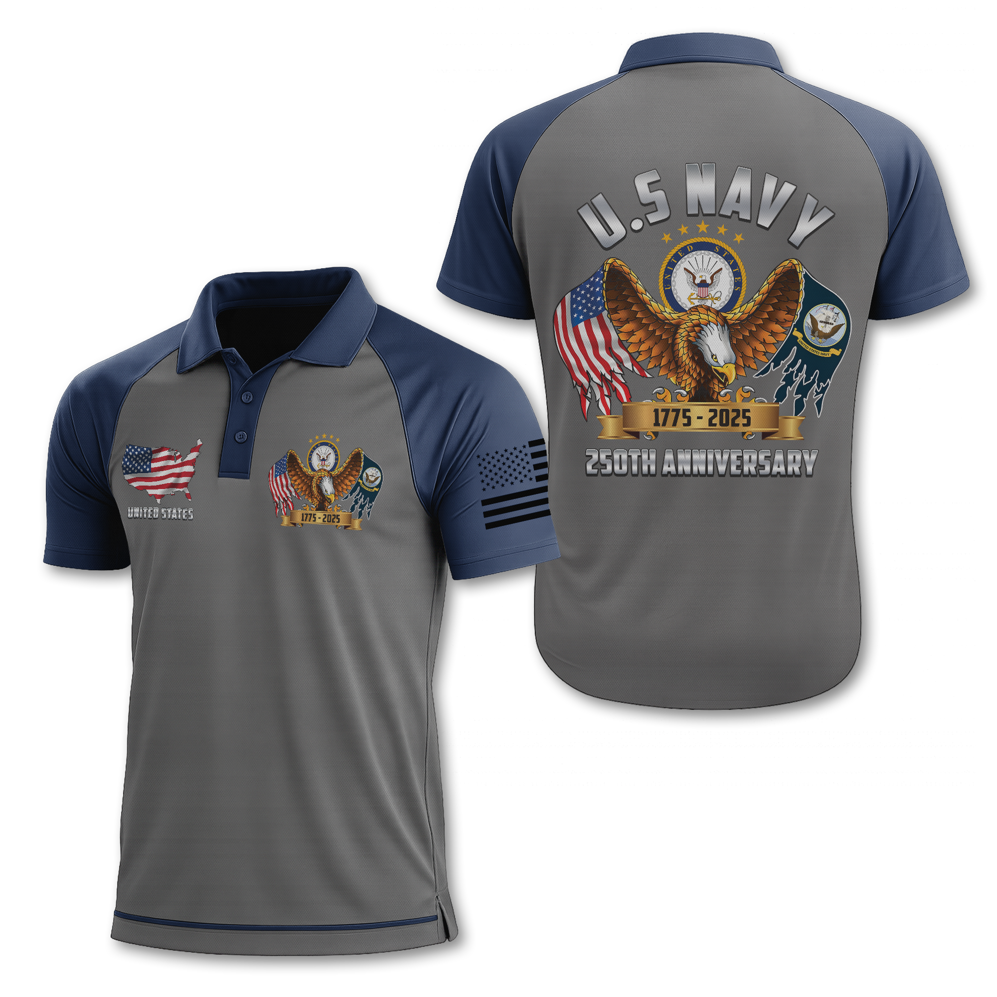 Navy 250th Anniversary Polo Shirt