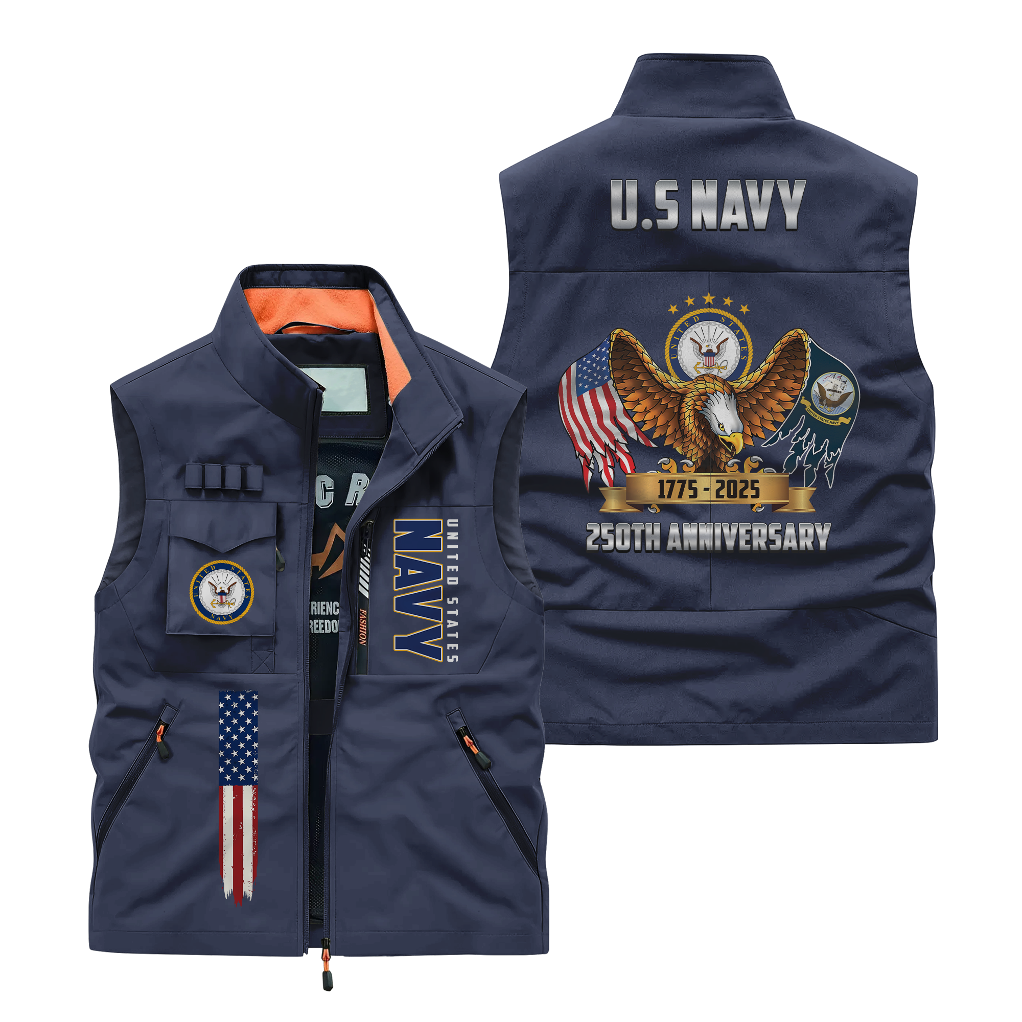 Navy 250th Anniversary Pocket Vest