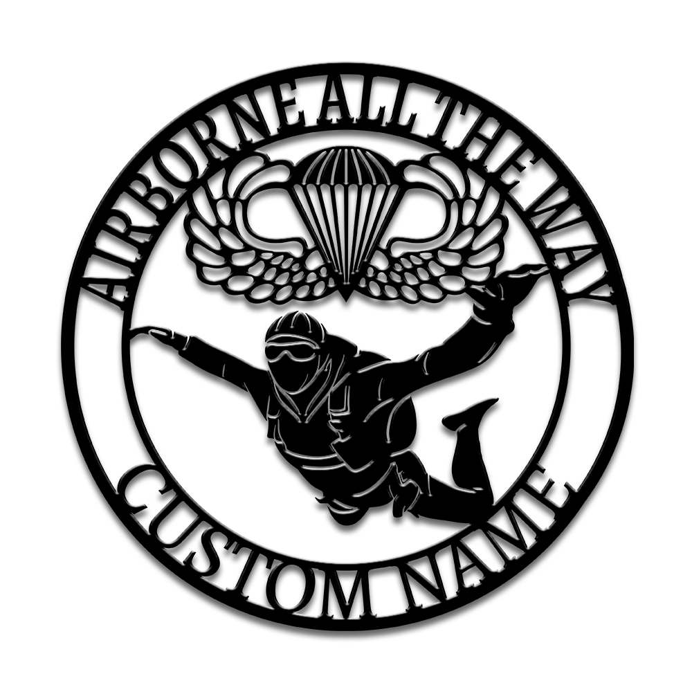 Personalized Airborne All The Way Metal Sign Wall Art