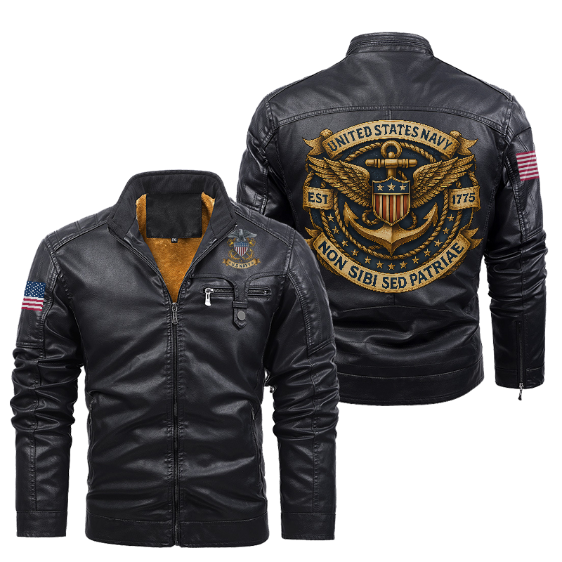 Navy Leather Jacket