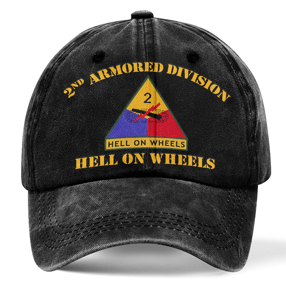 Personalizable Army 2nd Armored Division Washed Cap