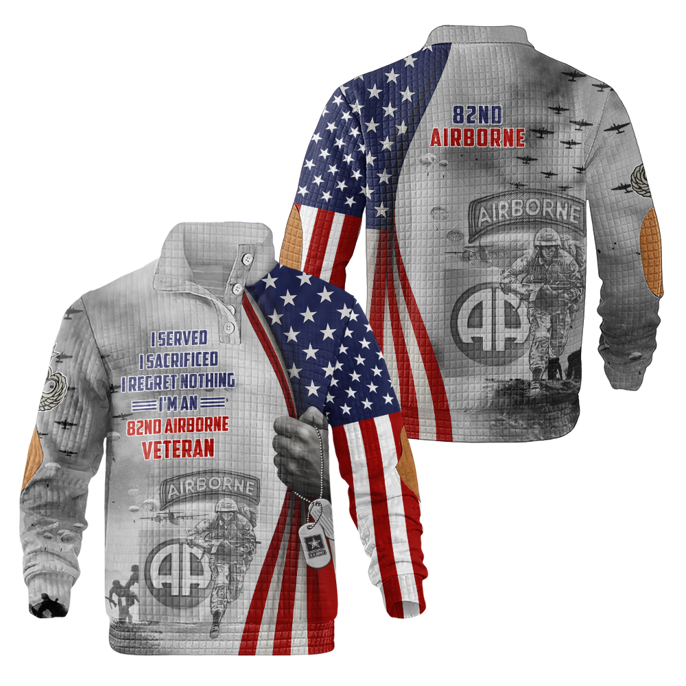 82nd Airborne Veteran Waffle Stand Collar Sweatshirt