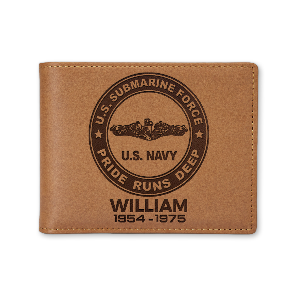 Personalizable Submarine Force Genuine Leather Wallet