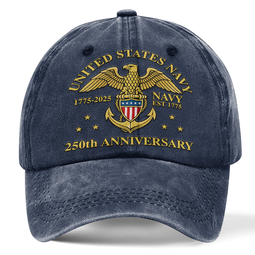 Personalizable Navy 250th Anniversary Washed Cap
