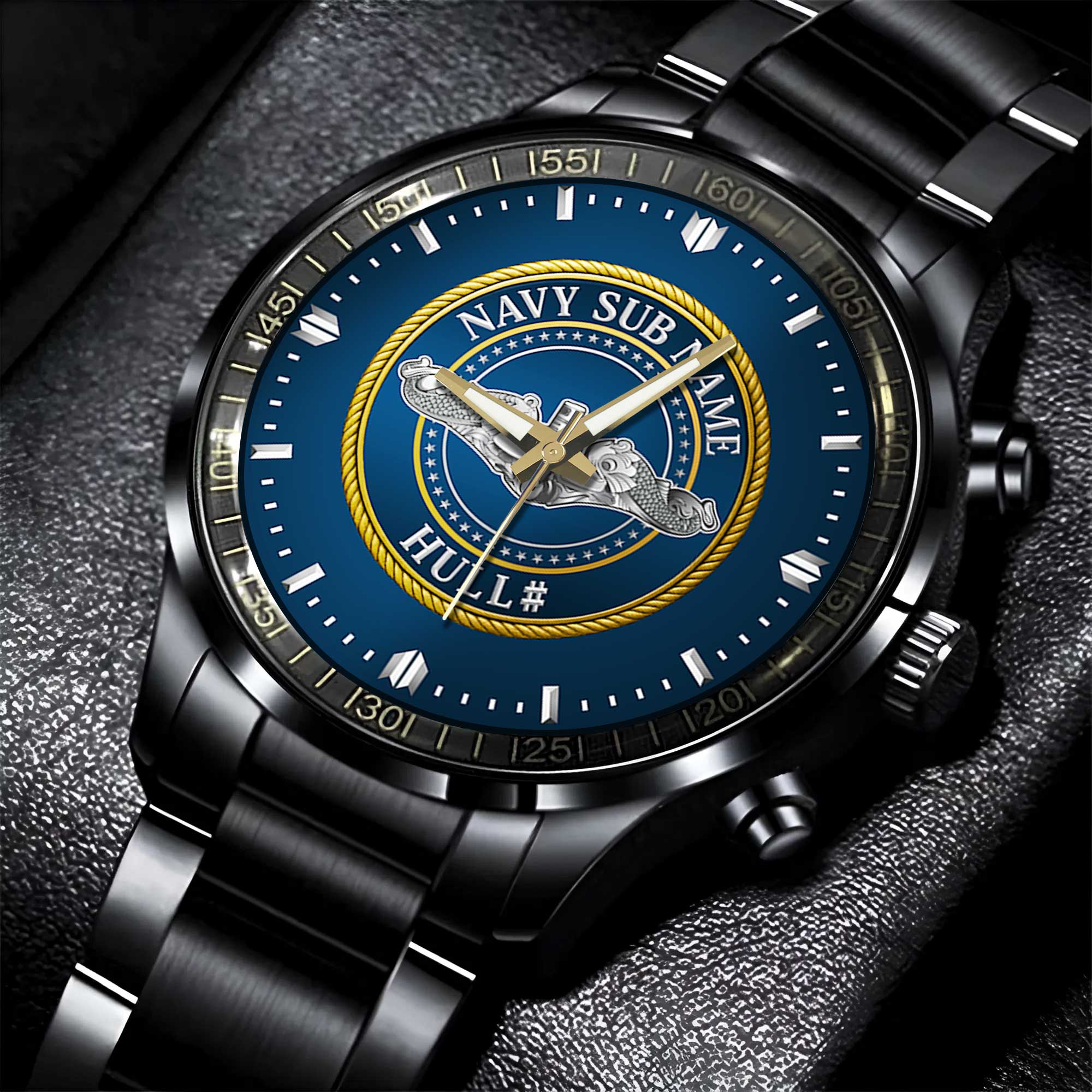 Personalizable Navy Submarine Stainless Steel Watch