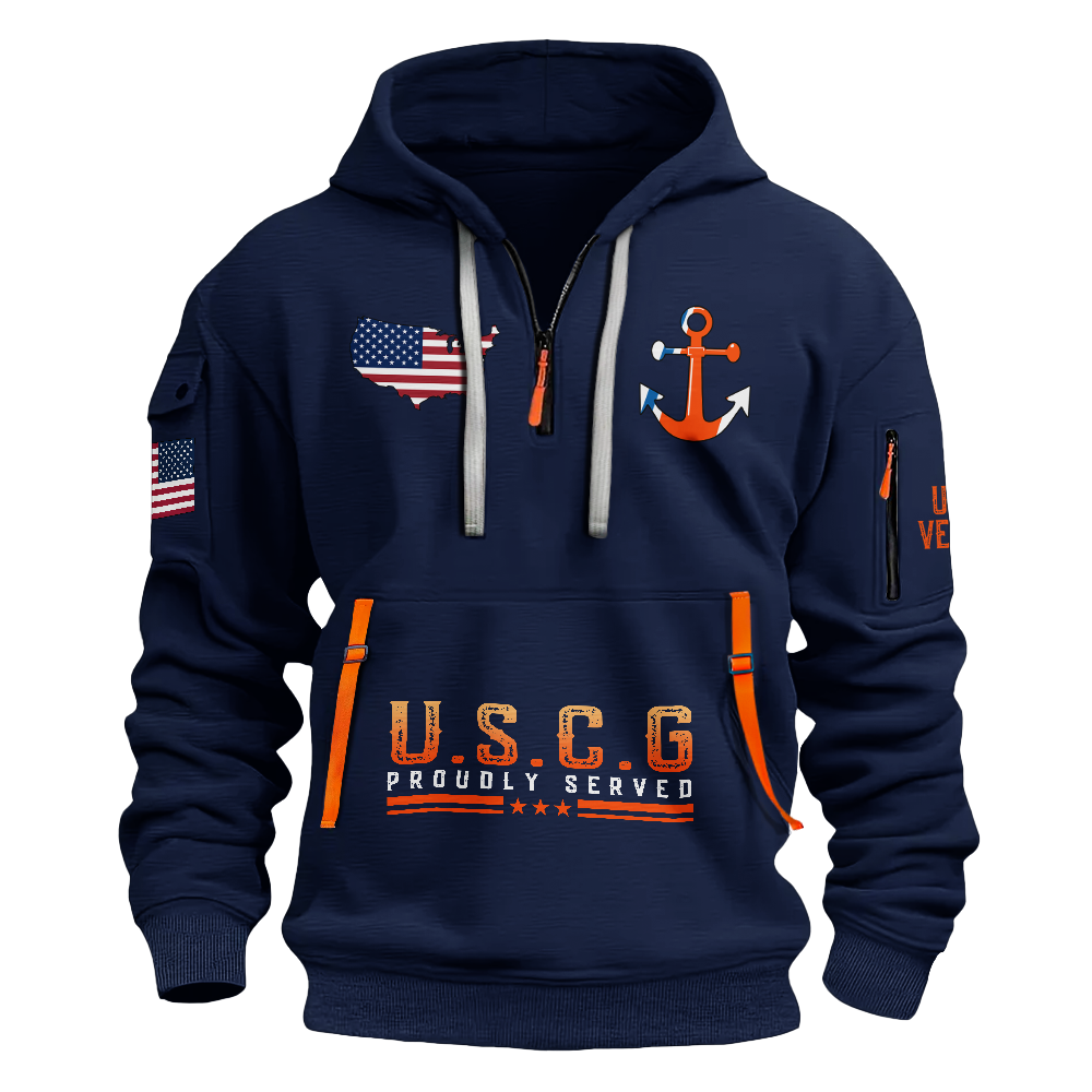 Less Than 1% Coast Guard Cutter Quarter Zip Hoodie