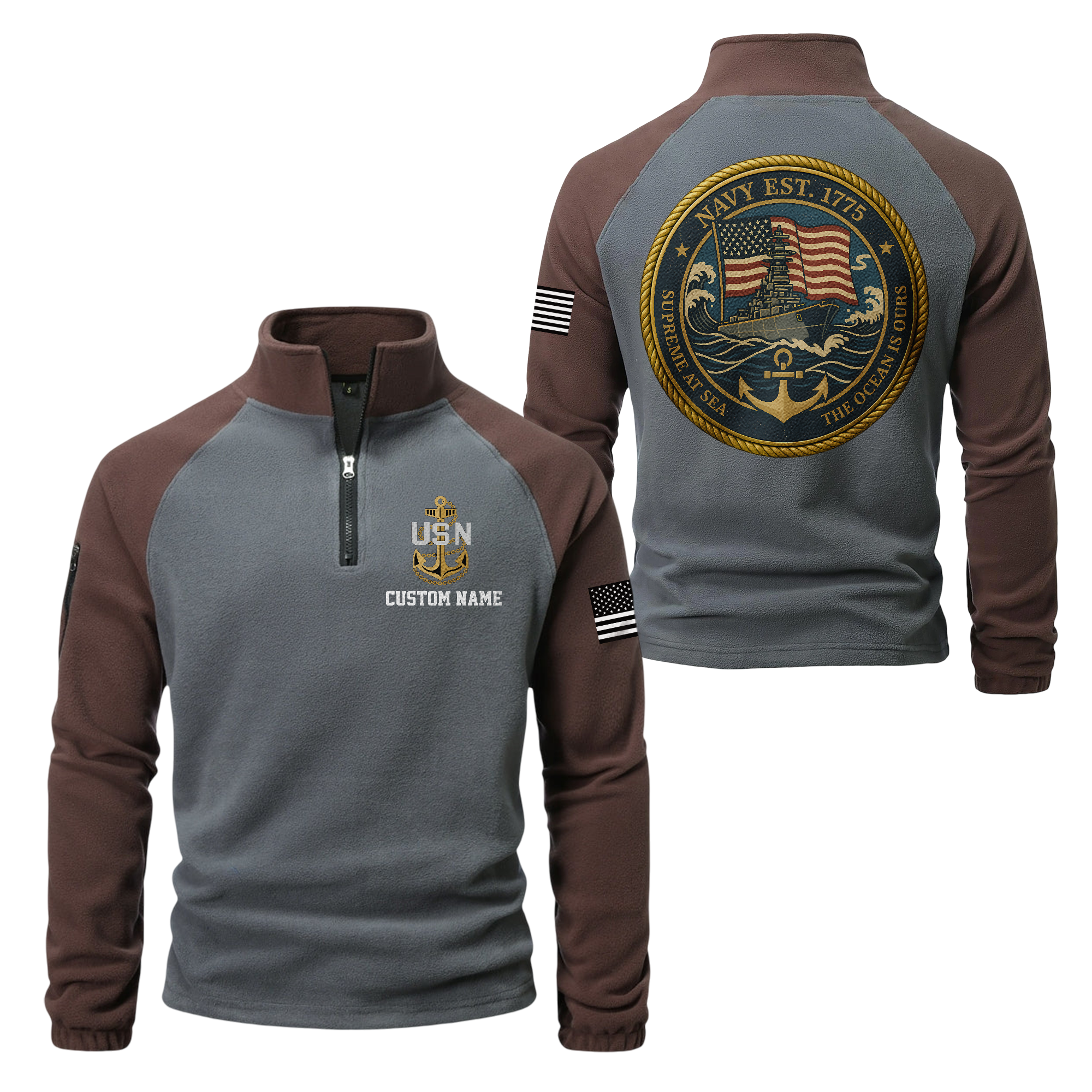 Personalizable The Ocean Is Ours Half-Zip Raglan Sweatshirt