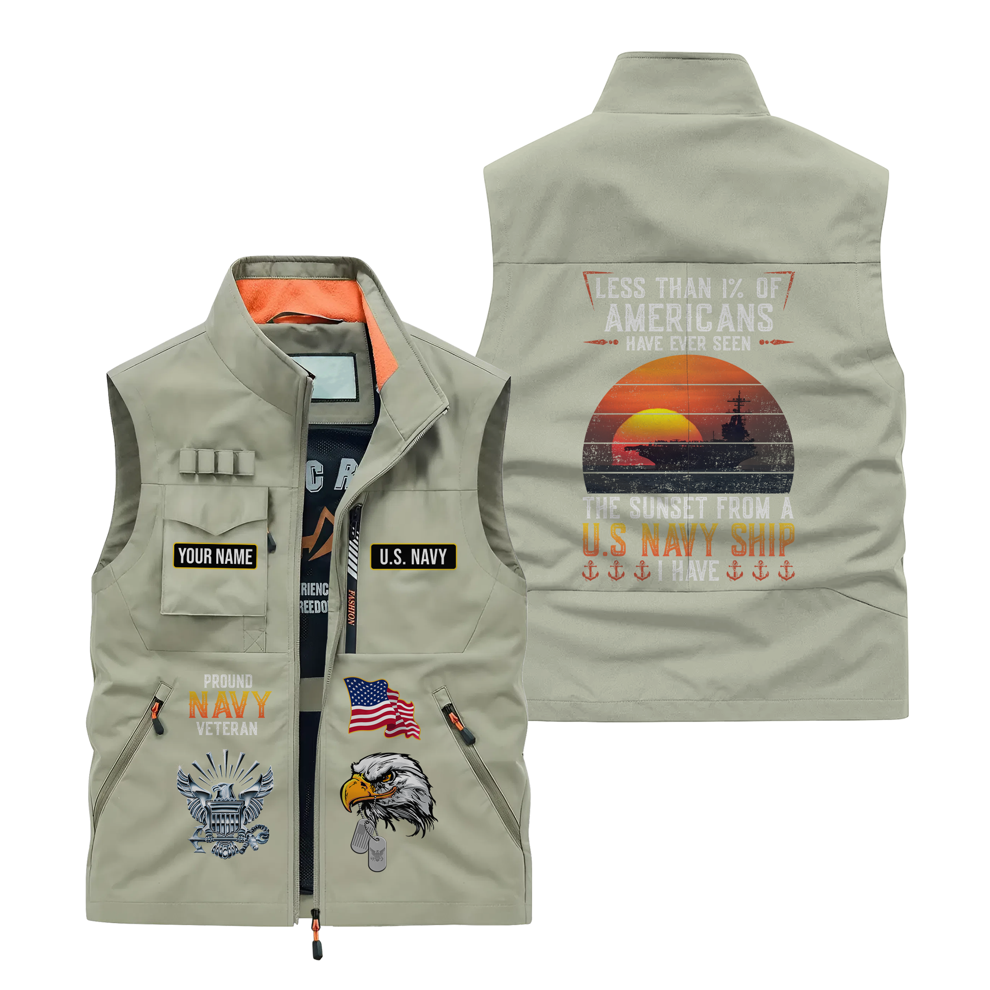 Personalizable Less Than 1% Navy Ship Pocket Vest