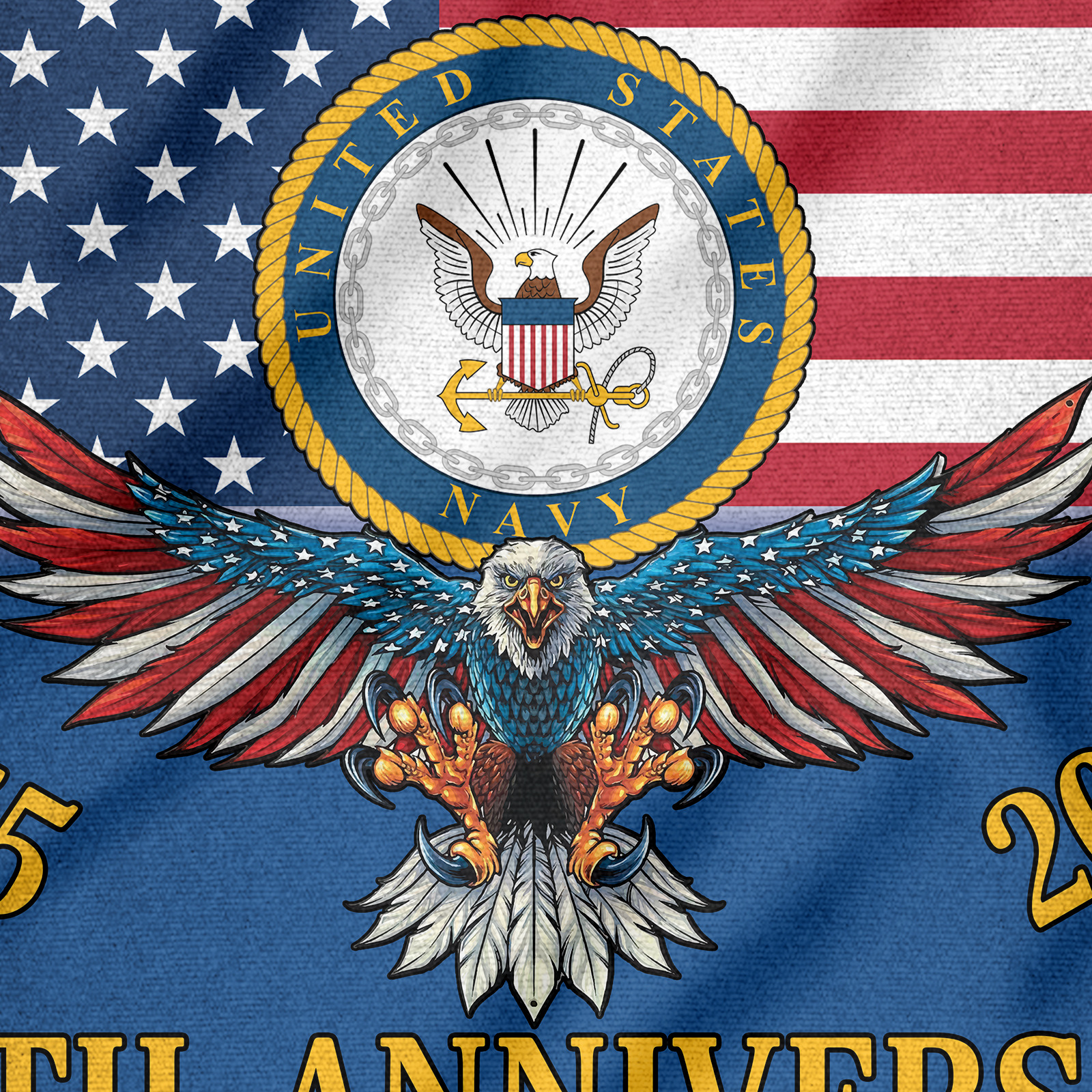 Navy 250th Anniversary House Flag