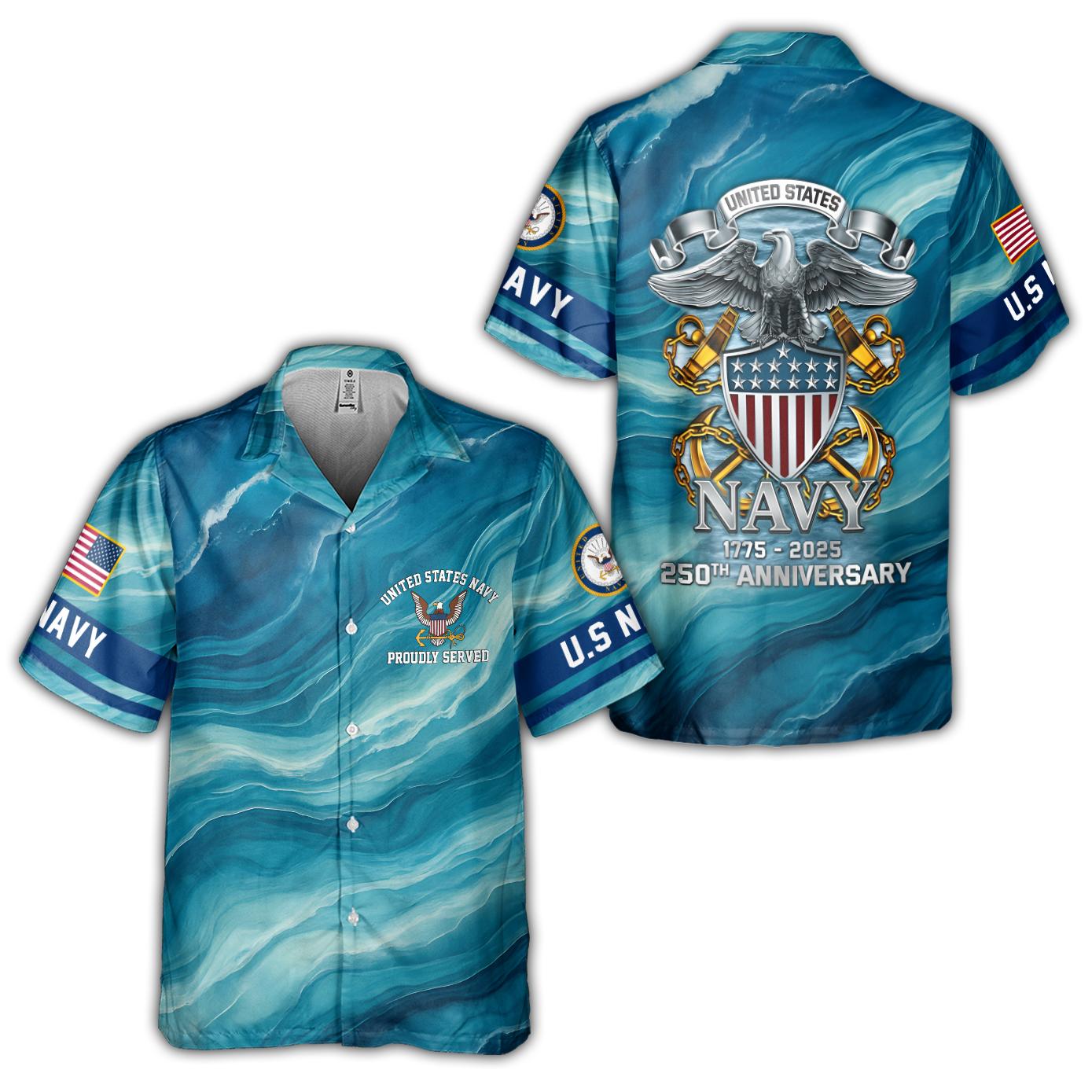 Navy 250th Anniversary Cuban Shirt