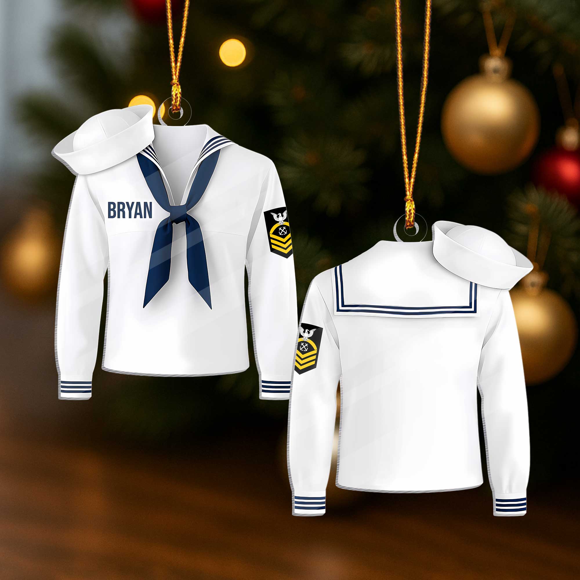 Personalizable Navy Uniform Acrylic Ornament