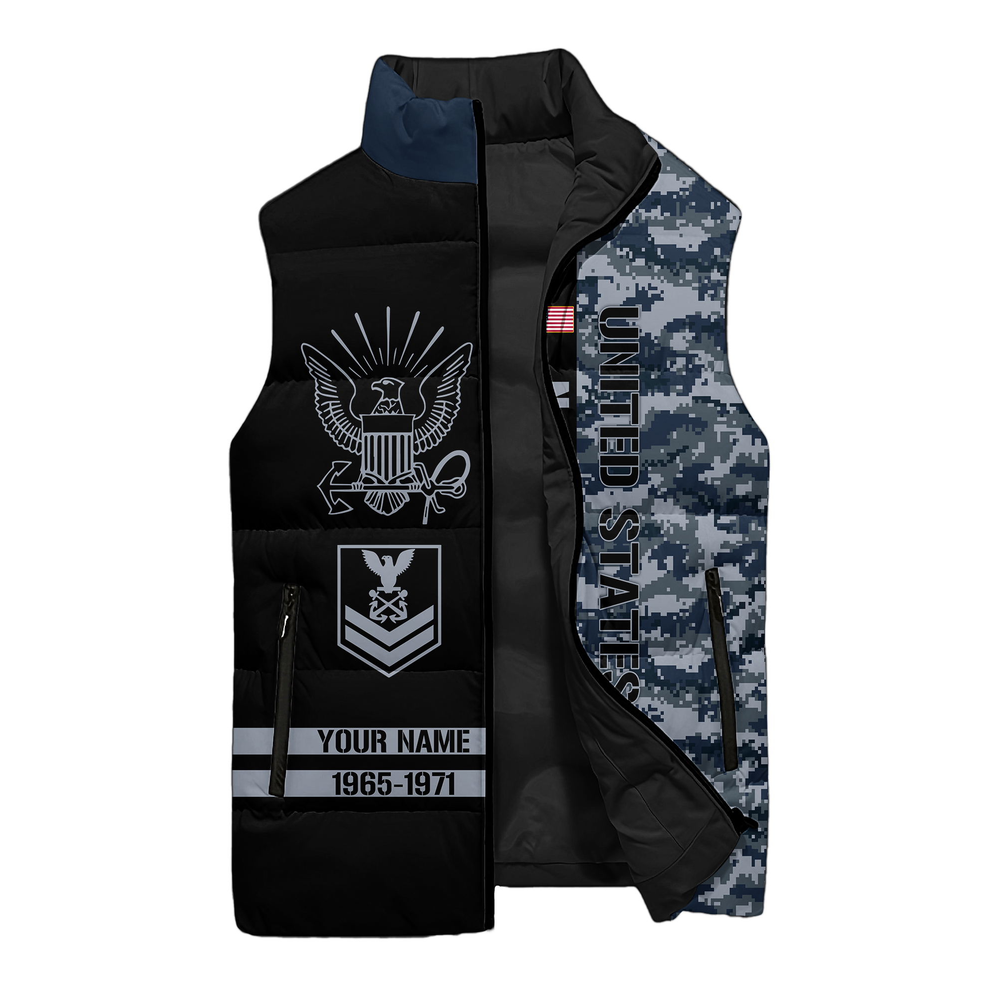 Personalizable Navy 250th Anniversary Puffer Vest