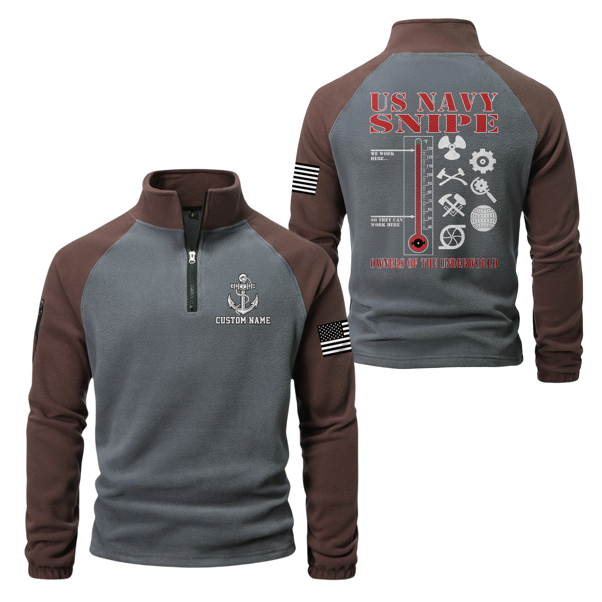 Personalizable Navy Snipes Half-Zip Raglan Sweatshirt